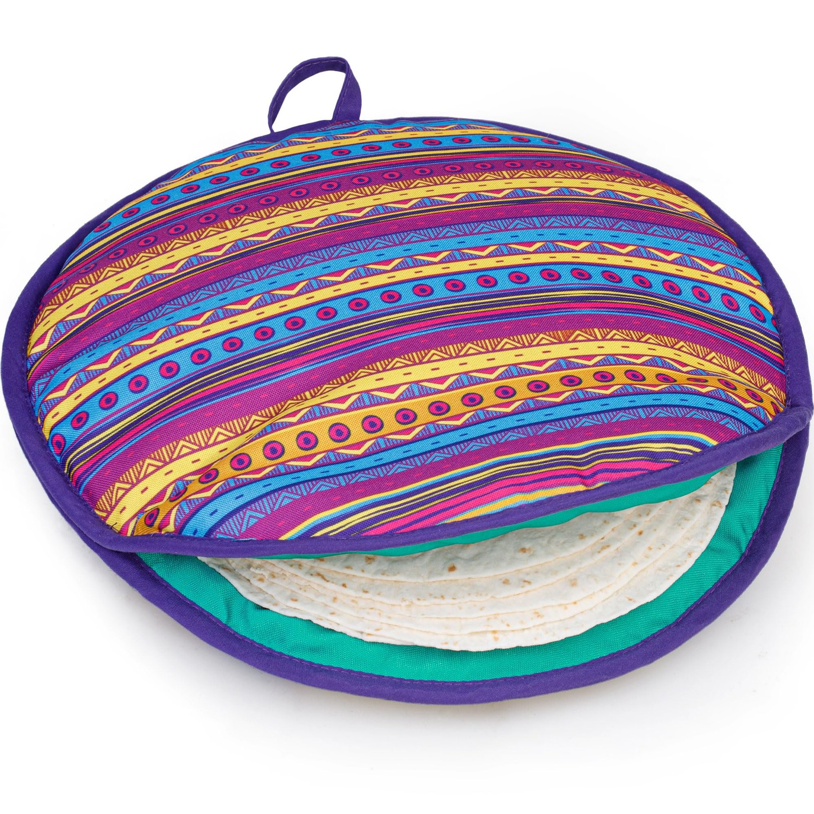Tortilla Warmer Pouch (Multicolor, 12 Inch), Microwavable 12 Inch, Multicolor