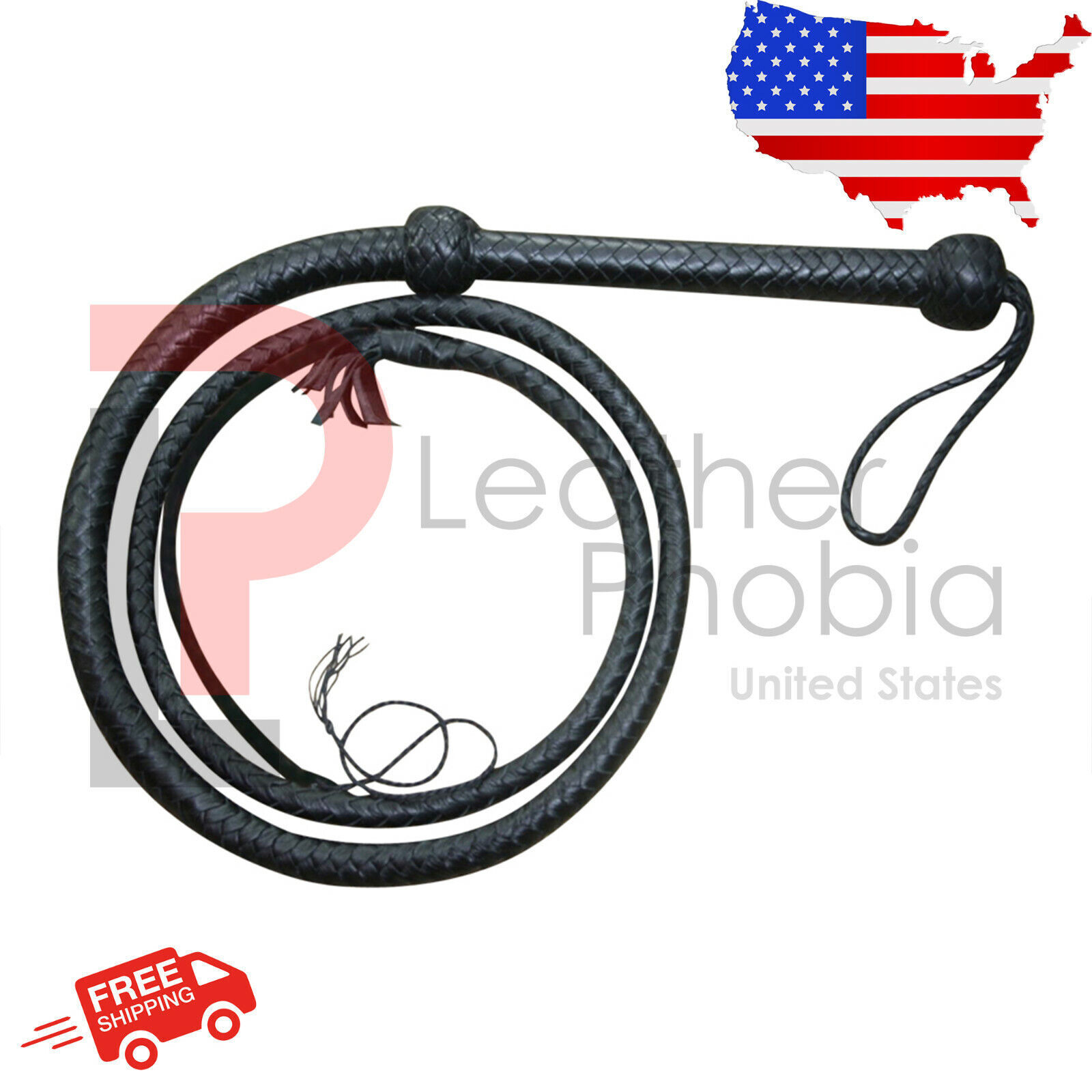 Genuine Cow Hide Leather Bullwhip 04 Feet Long Black 12 Plaits Heavy Duty Whip