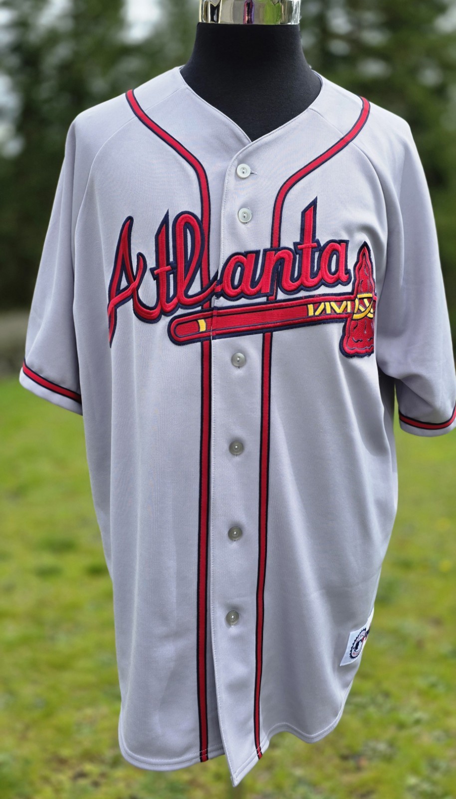 Majestic Atlanta Braves Gray MLB Baseball Jersey Mens XXL Stitched Sewn 90’s Y2k