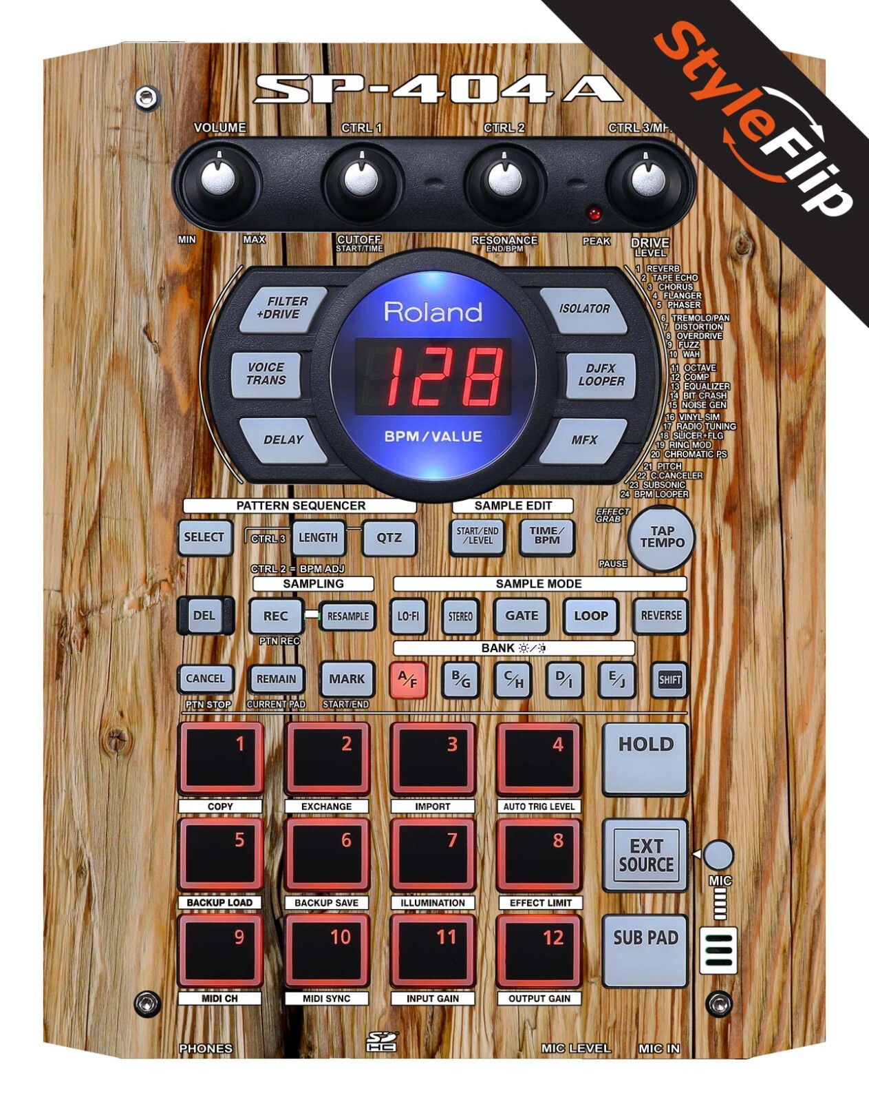 Roland SP-404 A Skins | Wood 4 | Protective Decal | StyleFlip Skins