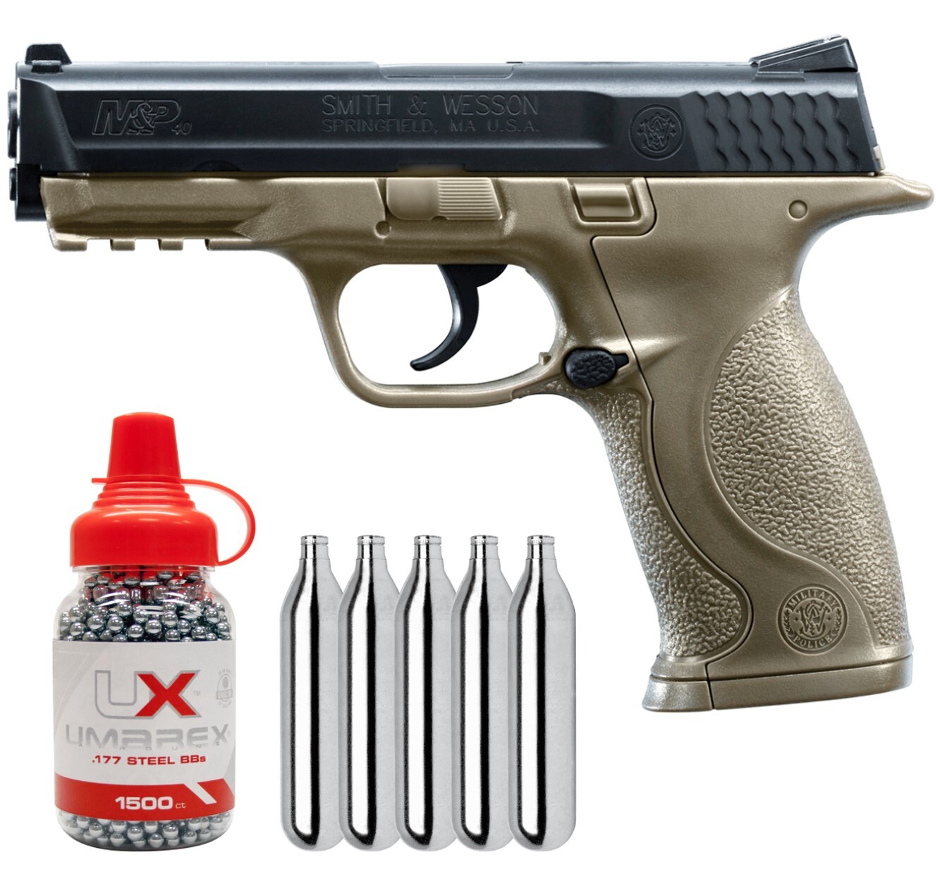 Umarex  S&W M&P 40 .177 Cal BB Air Pistol with 1500x BBs and 5x CO2 Tanks Bundle