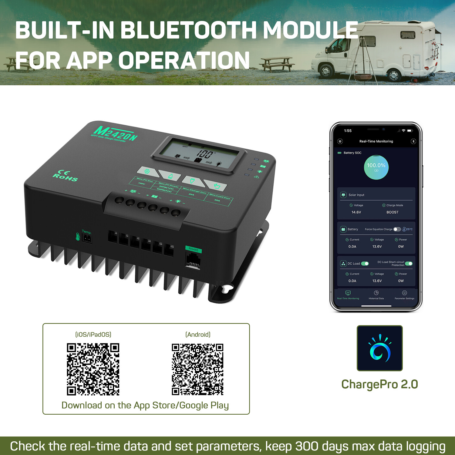Open Box-HQST 20A 12/24V MPPT Solar Charge Controller