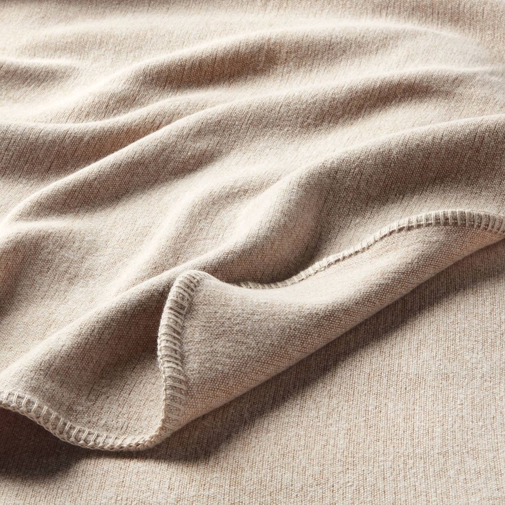 Full/Queen Brushed Cotton Blanket Solid Khaki - Threshold