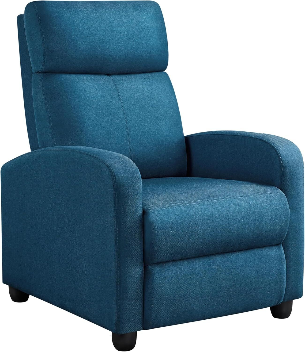 Fabric Recliner Sofa Single Theater Seating w/ Thick Seat Cushion Backrest Blue