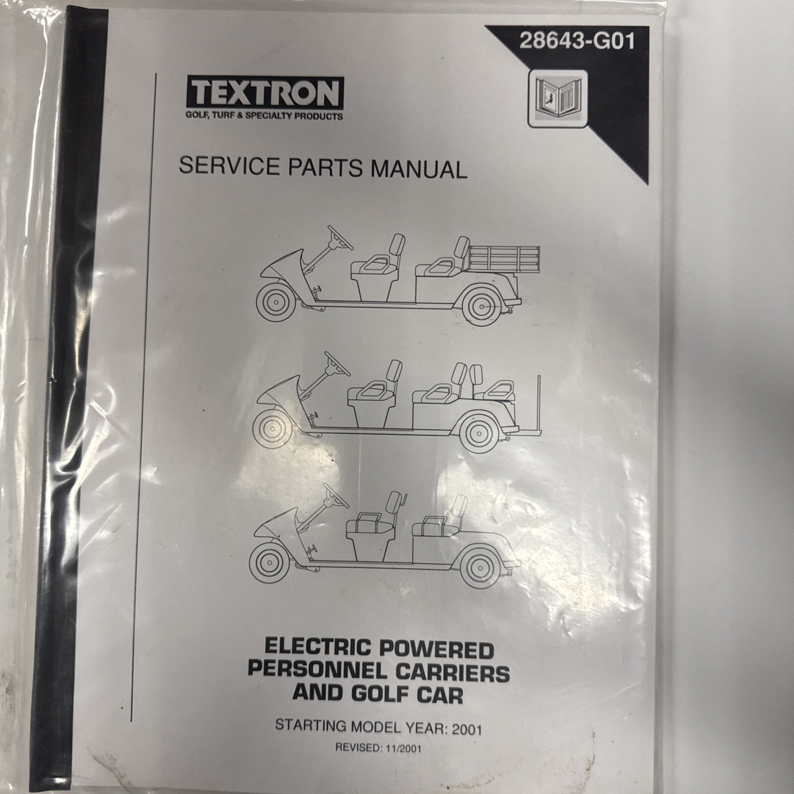 Original EZGO Service Parts Manual, Electric TXT Golf Carts 2001-2010, B9
