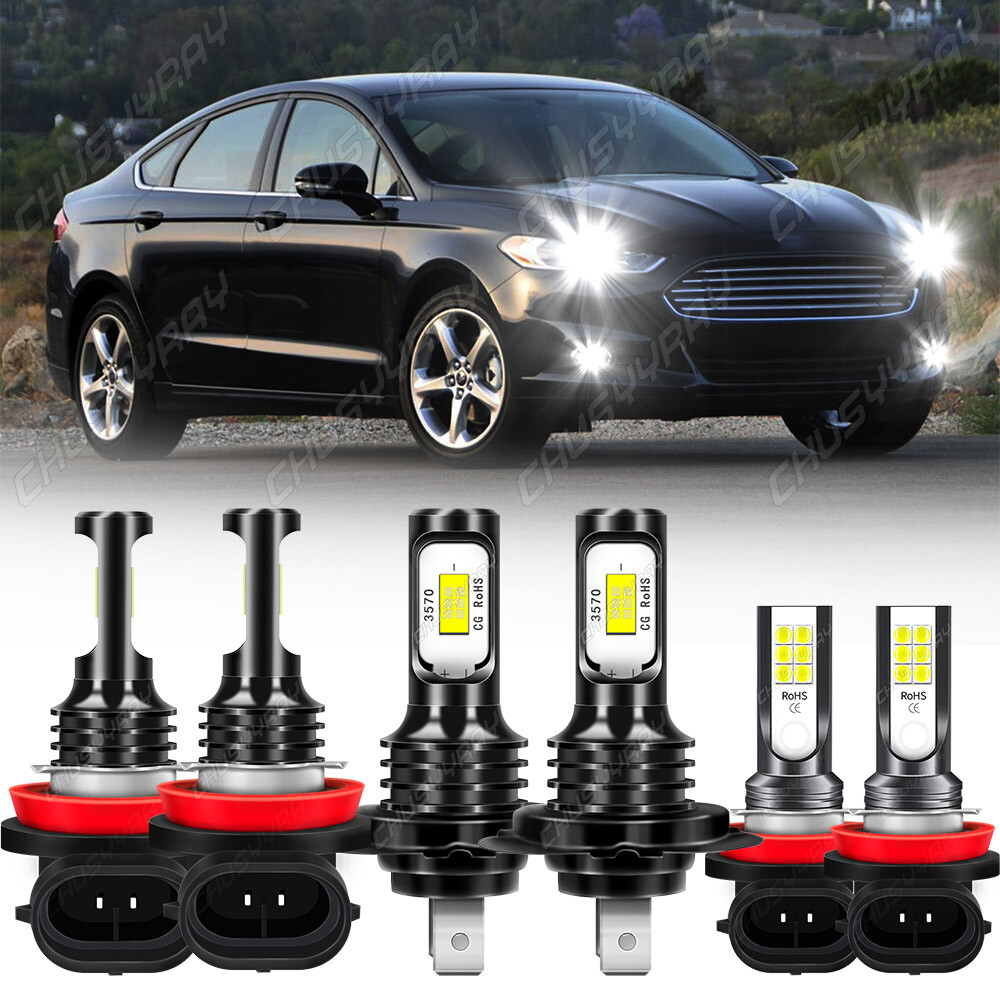 For Ford Fusion 2011 2012 2013 2014 2015 2016 LED Headlight+Fog Light Bulbs Kit