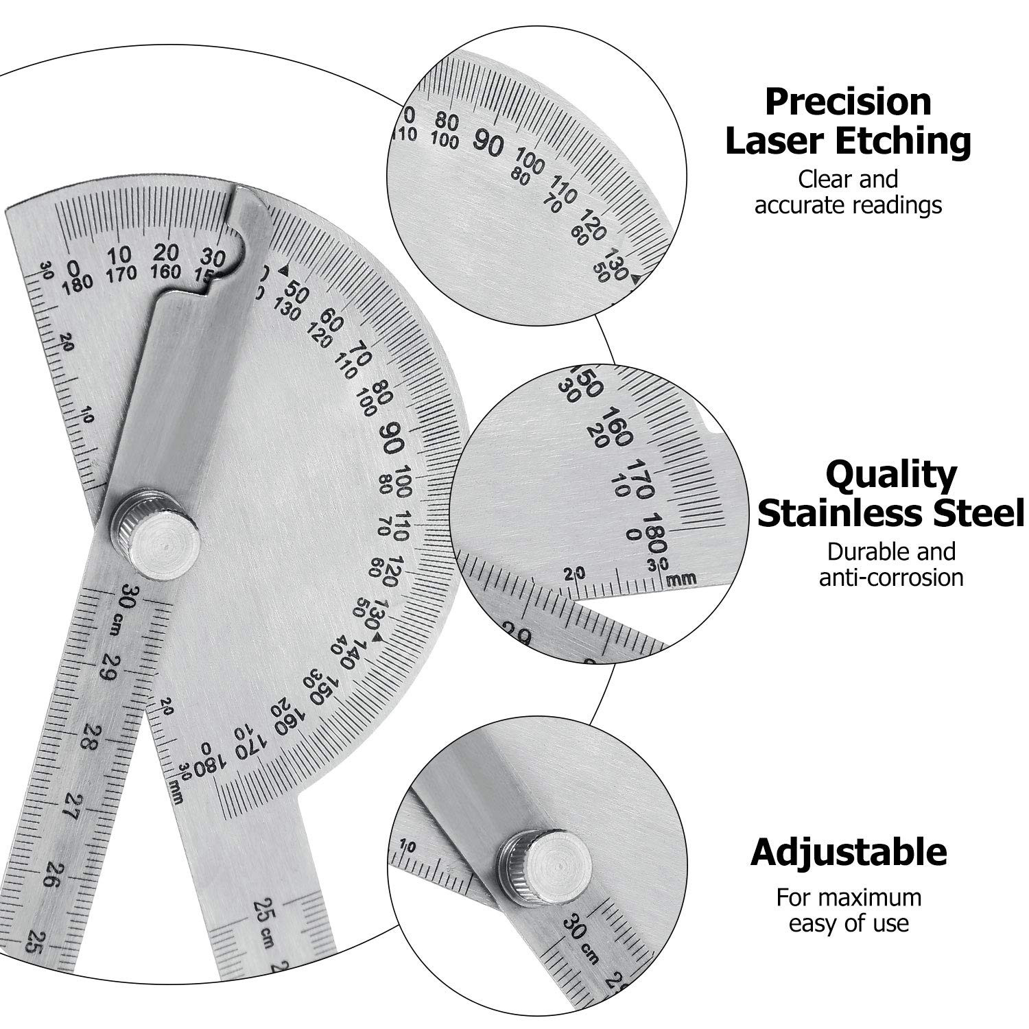 Angle Protractor Angle Finder Ruler Two Arm Stainless Steel Protractor Woodworki