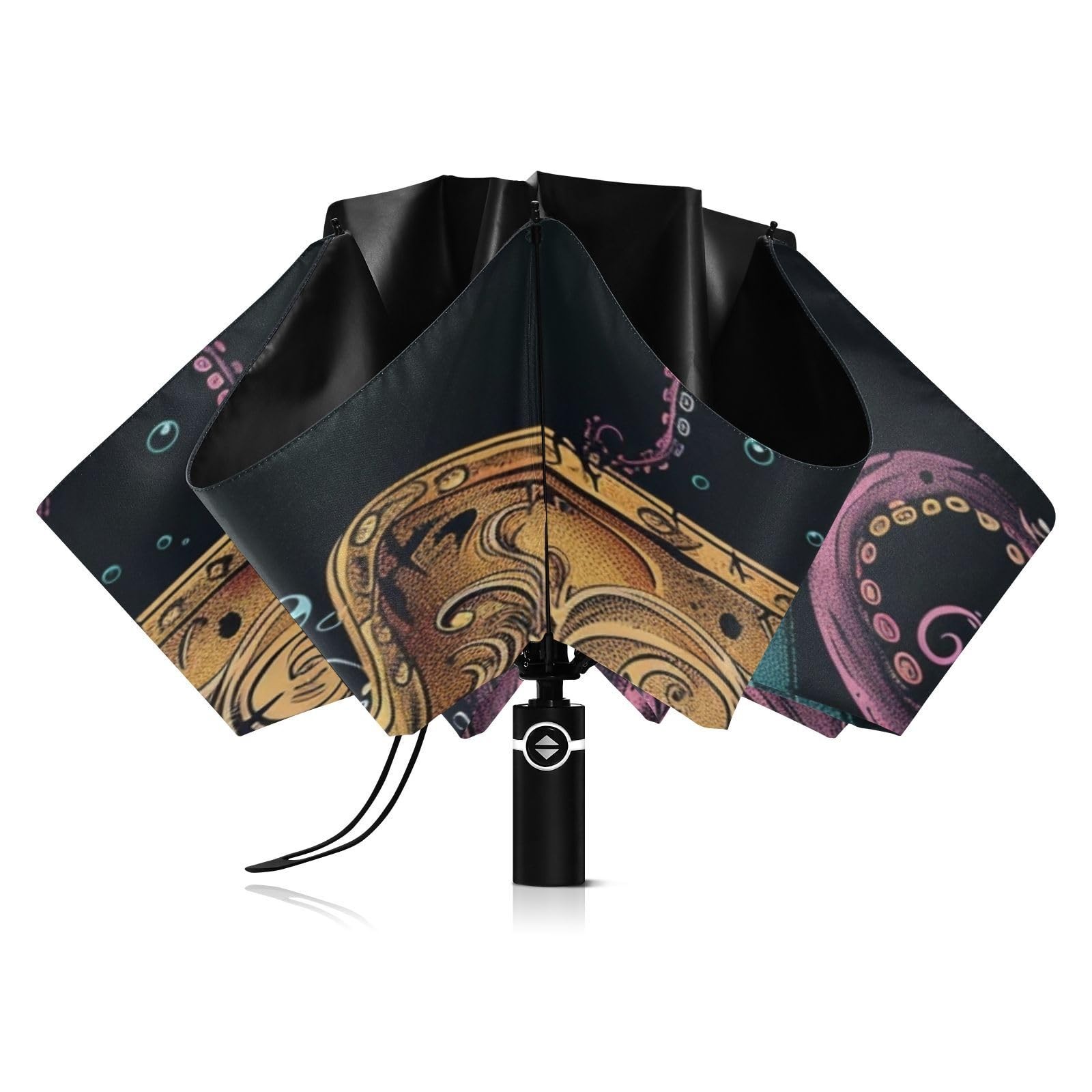 Large Windproof Umbrella Auto Open Folding Umbrella, 8 Ribs Rain Proof Revers...