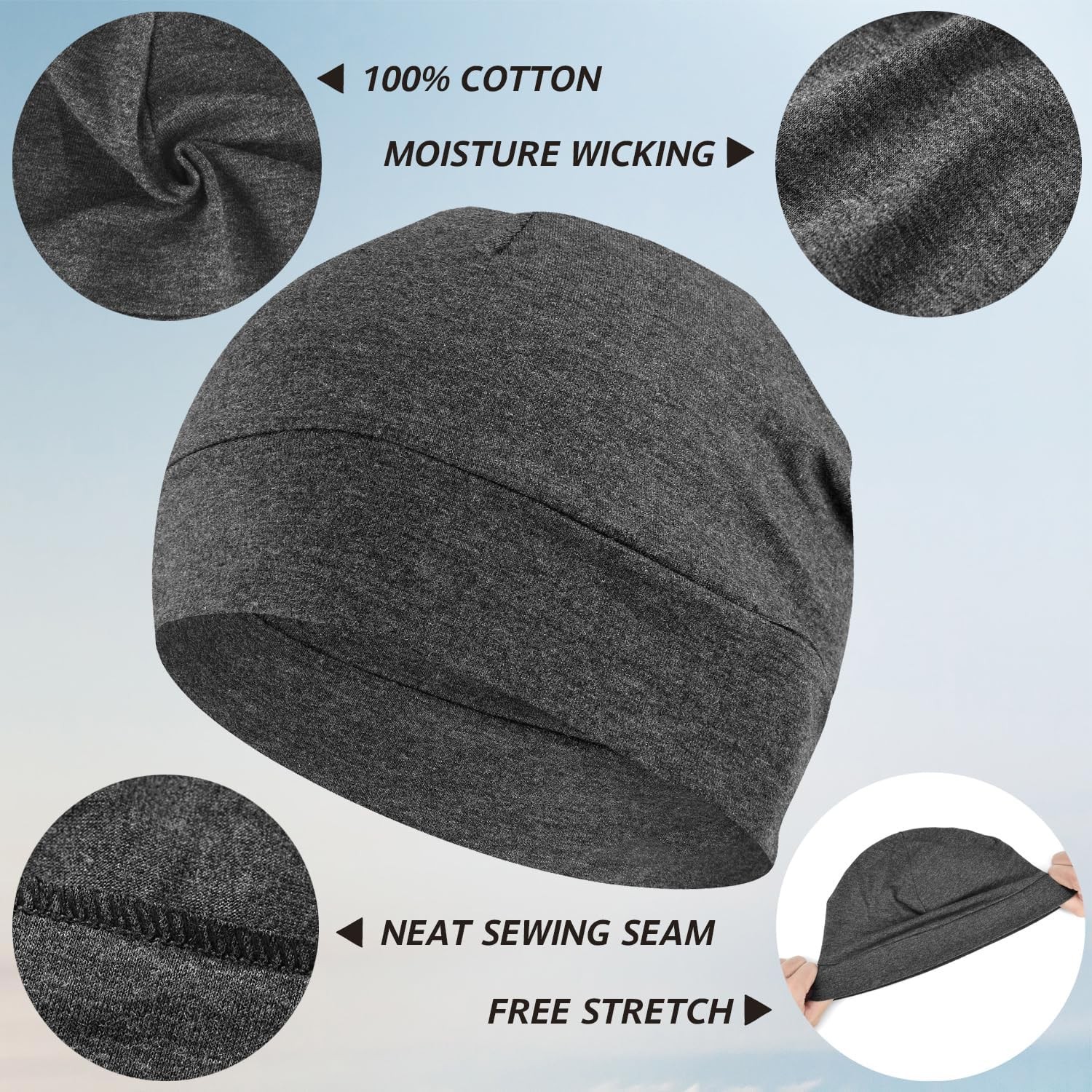 Headshion One Size, 4 Black & Grey Navy Blue Denim