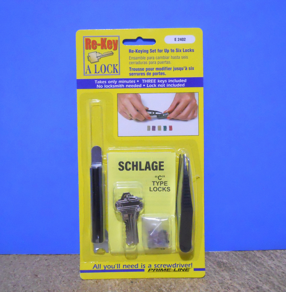 Re-Key A Lock Kit, Schlage Type "C"  5-Pin Tumbler Sets w/Pre-cut Keys E2402
