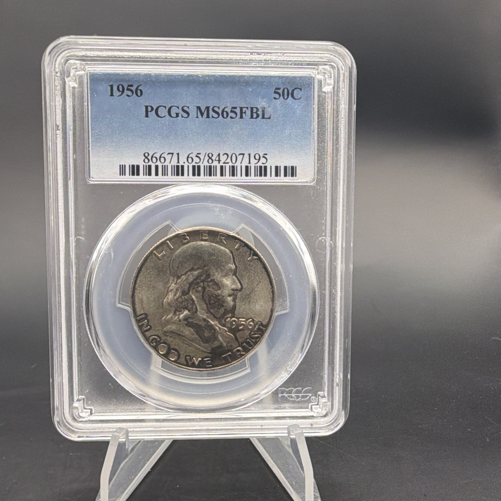 1956 50C Franklin Silver Half Dollar - PCGS MS65FBL - Free Shipping