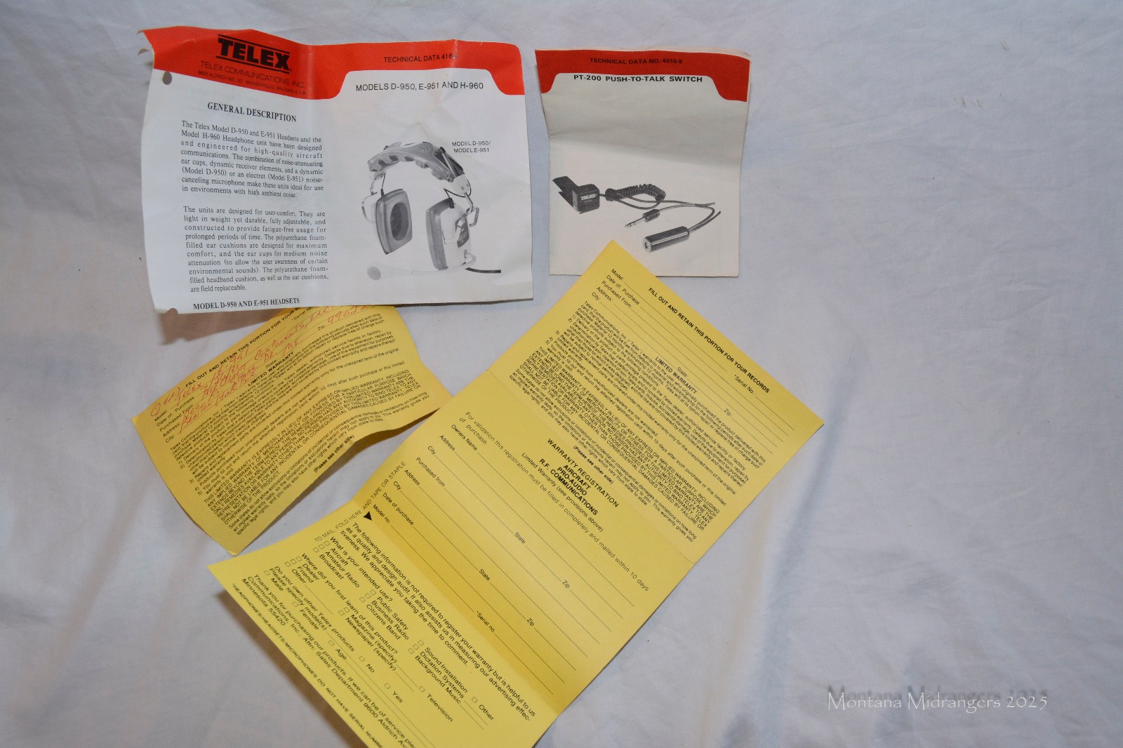 Telex E-951 Aviation Headsets Pair Dual Plug With Original Boxes And Paperwork