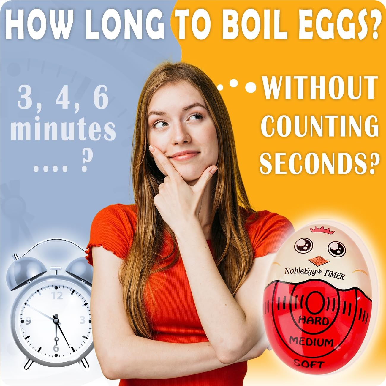 Egg Timer for Boiling Eggs, Soft Medium Hard Boiled Egg Timer that Changes Co...