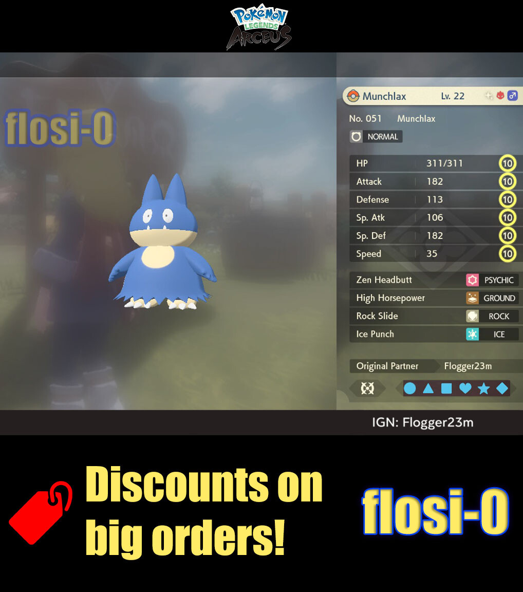 6IV Shiny Alpha Munchlax Max Effort Level Pokemon Legends Arceus