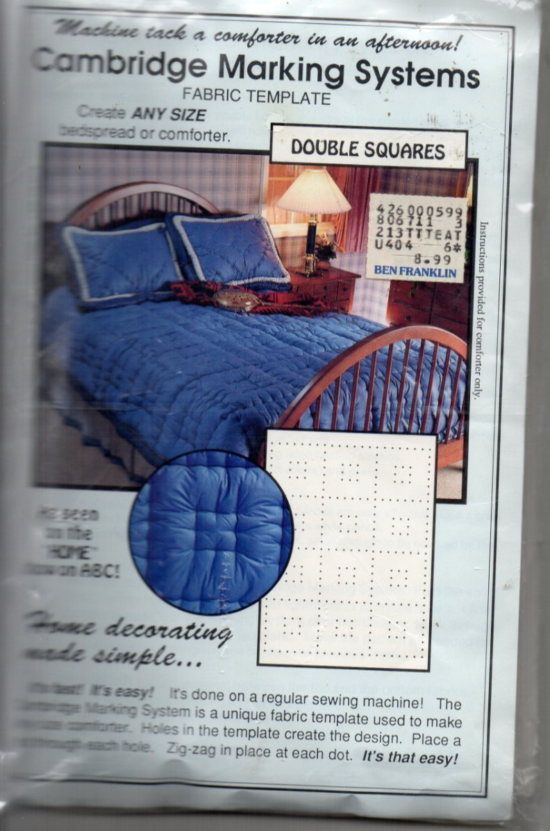 CAMBRIDGE MARKING SYSTEMS DOUBLE SQUARES FABRIC TEMPLATE  crib to king size