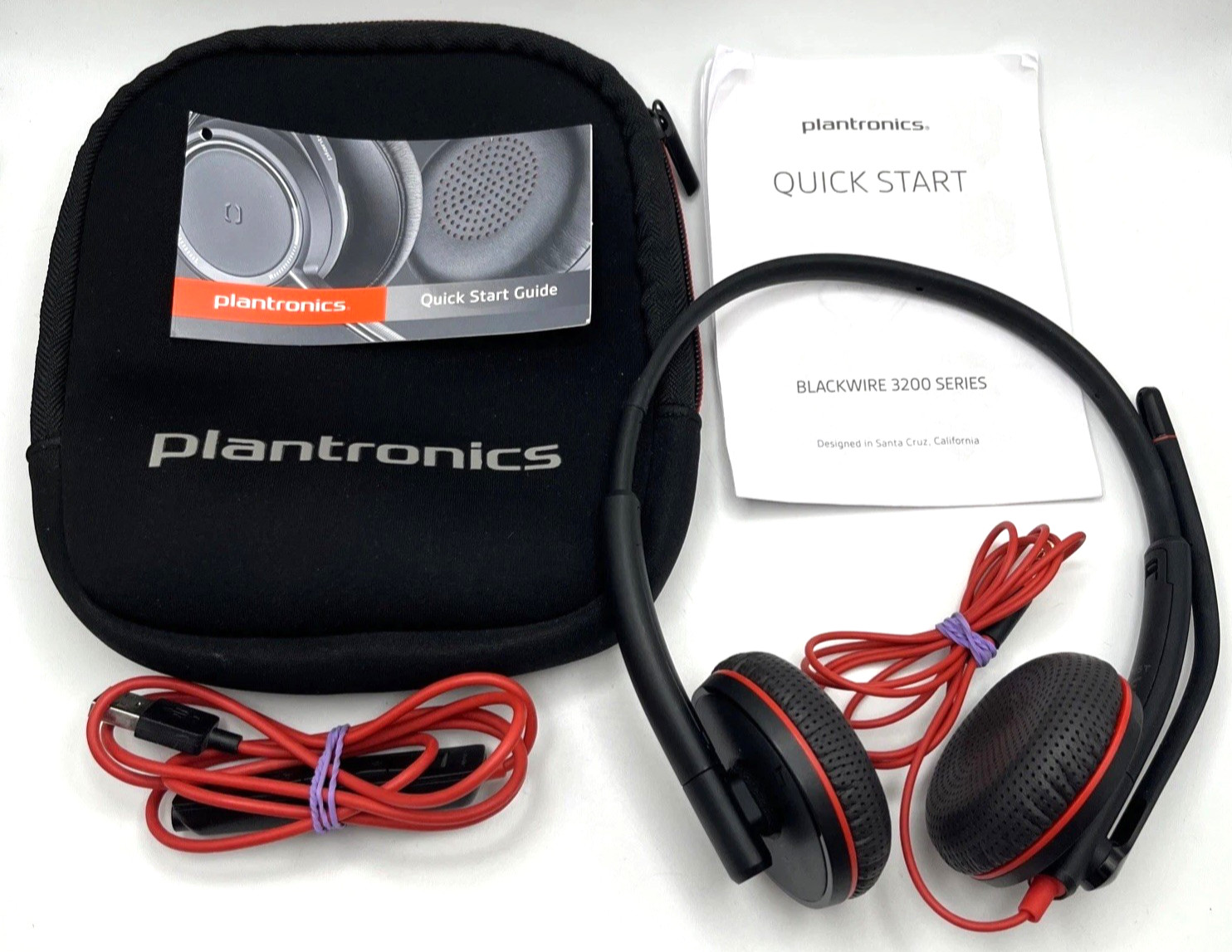 Poly Blackwire 3200 Series Wired Headphones Headset Plantronics Tested & Works