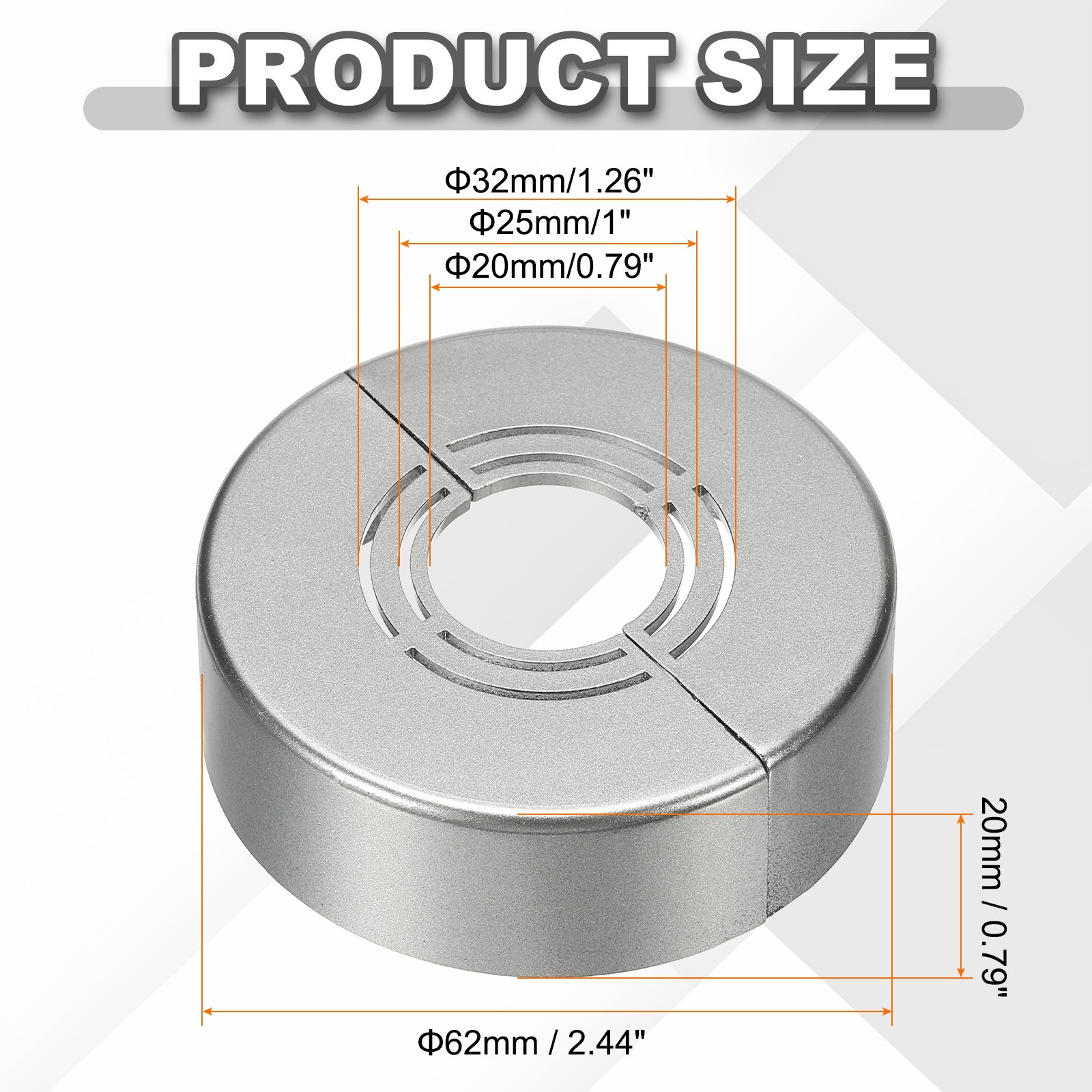 4pcs Wall Split Flange 0.79" Plastic Round Split Flange Pipe Cover, Gray