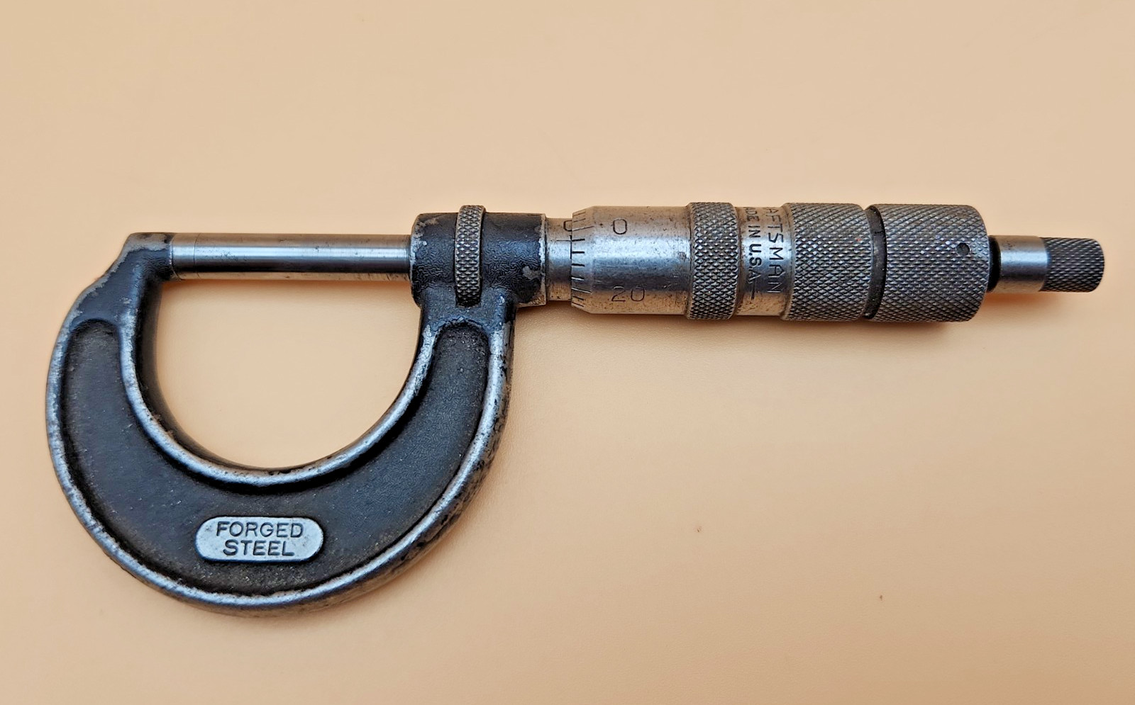 Vintage Craftsman Micrometer Forged Steel Outside Micrometer Caliper Tool 0-1”