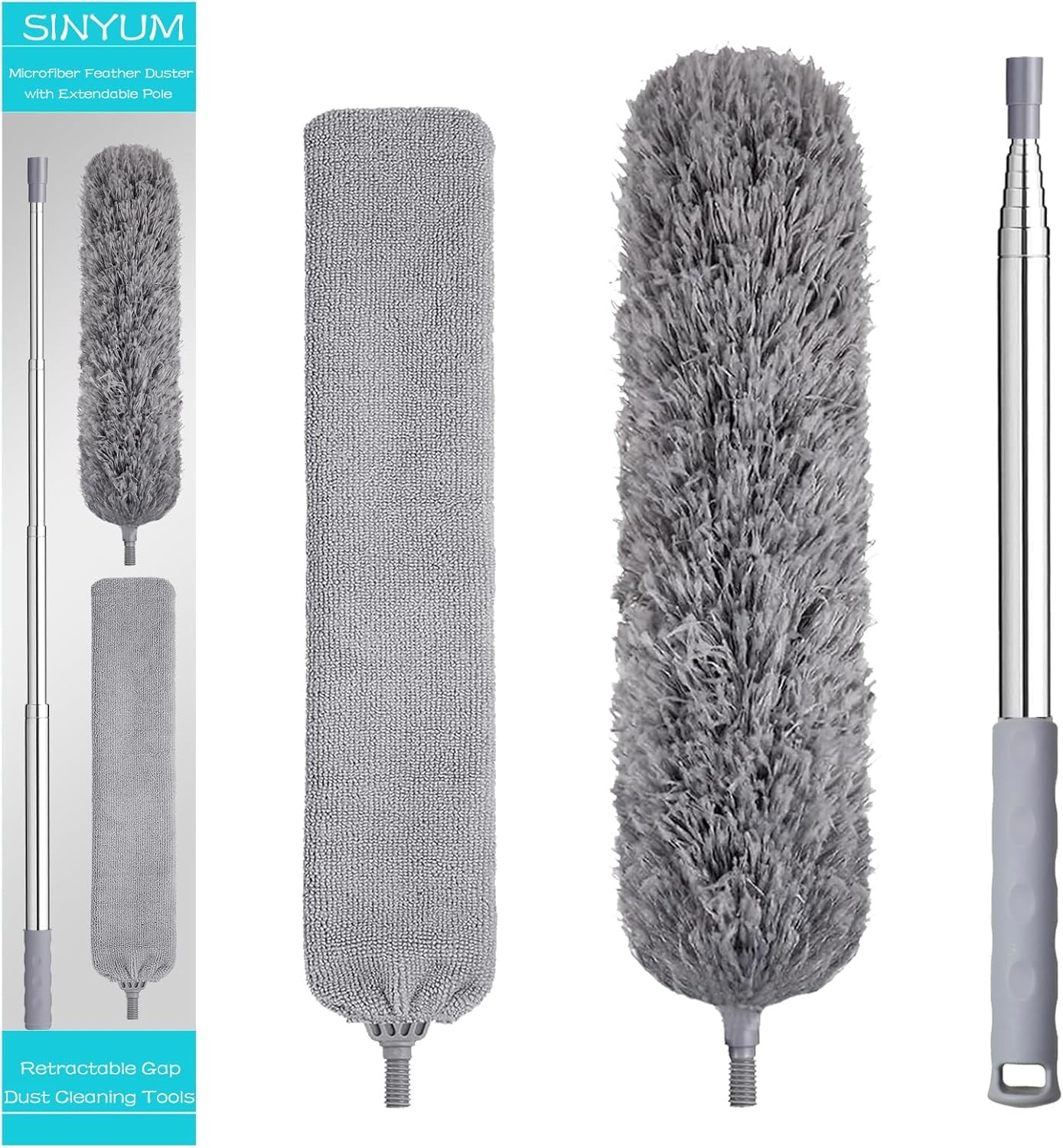 100 Inch Retractable Gap Dust Cleaner Cleaning Tools & Microfiber Feather