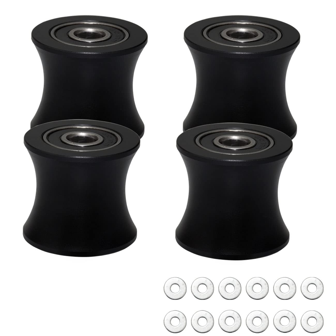 4 Black Wheels Rollers, Total Gym Replacement, Fits DLX, 2500, 3000, 4000
