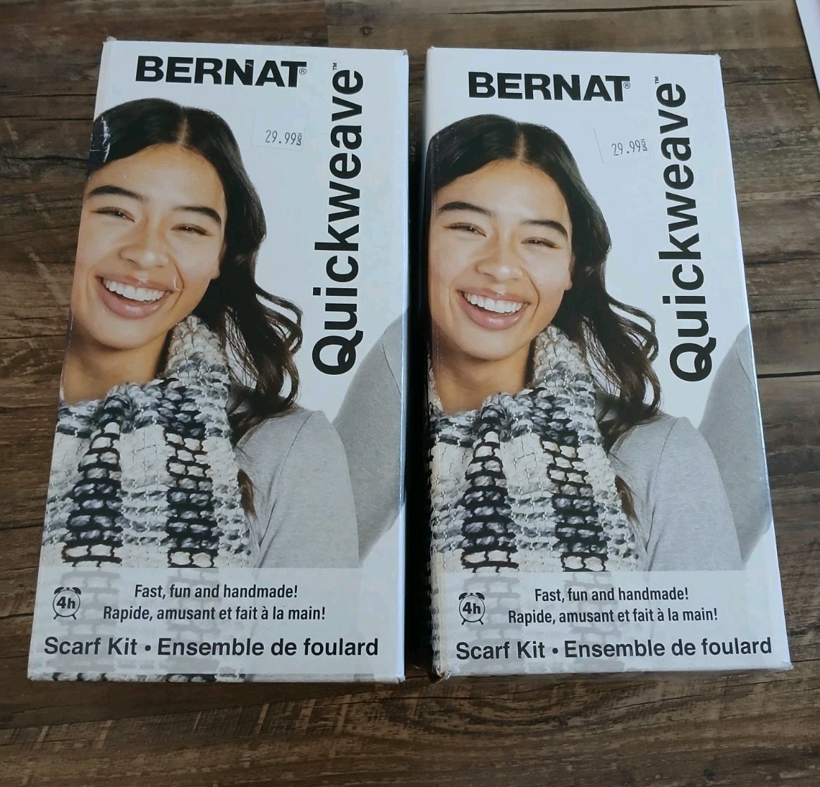 Bernat Scarf Weaving Kit-Gray Blue Tartan Lot of 2 Fast Fun Craft Quickweave New
