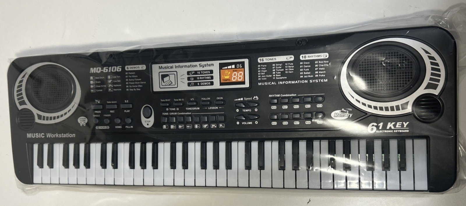 MQ-6106 61-Key Electronic Keyboard Music Workstation & Mic for Beginners & Kids