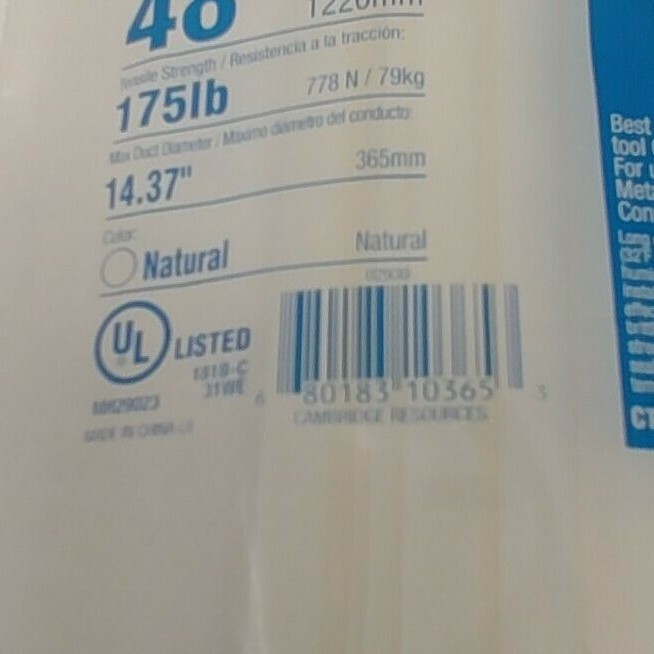 Duct Straps/ Heavy Duty /Cambridge/ Zipits / 48 IN. / 175lb / 50 pcs.