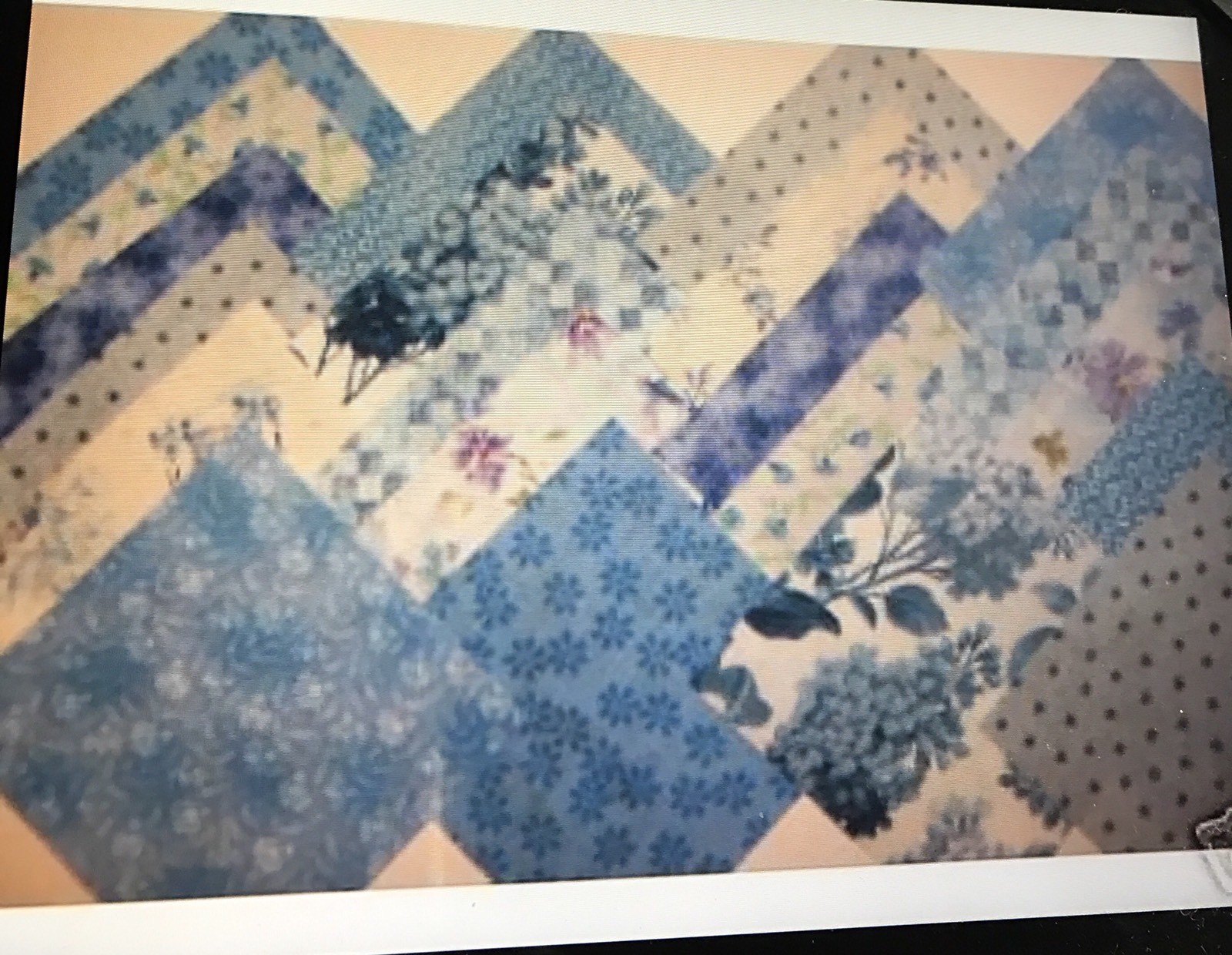 BLUE Prints In Cotton Quilt Fabric Squares Charm Pack Blocks