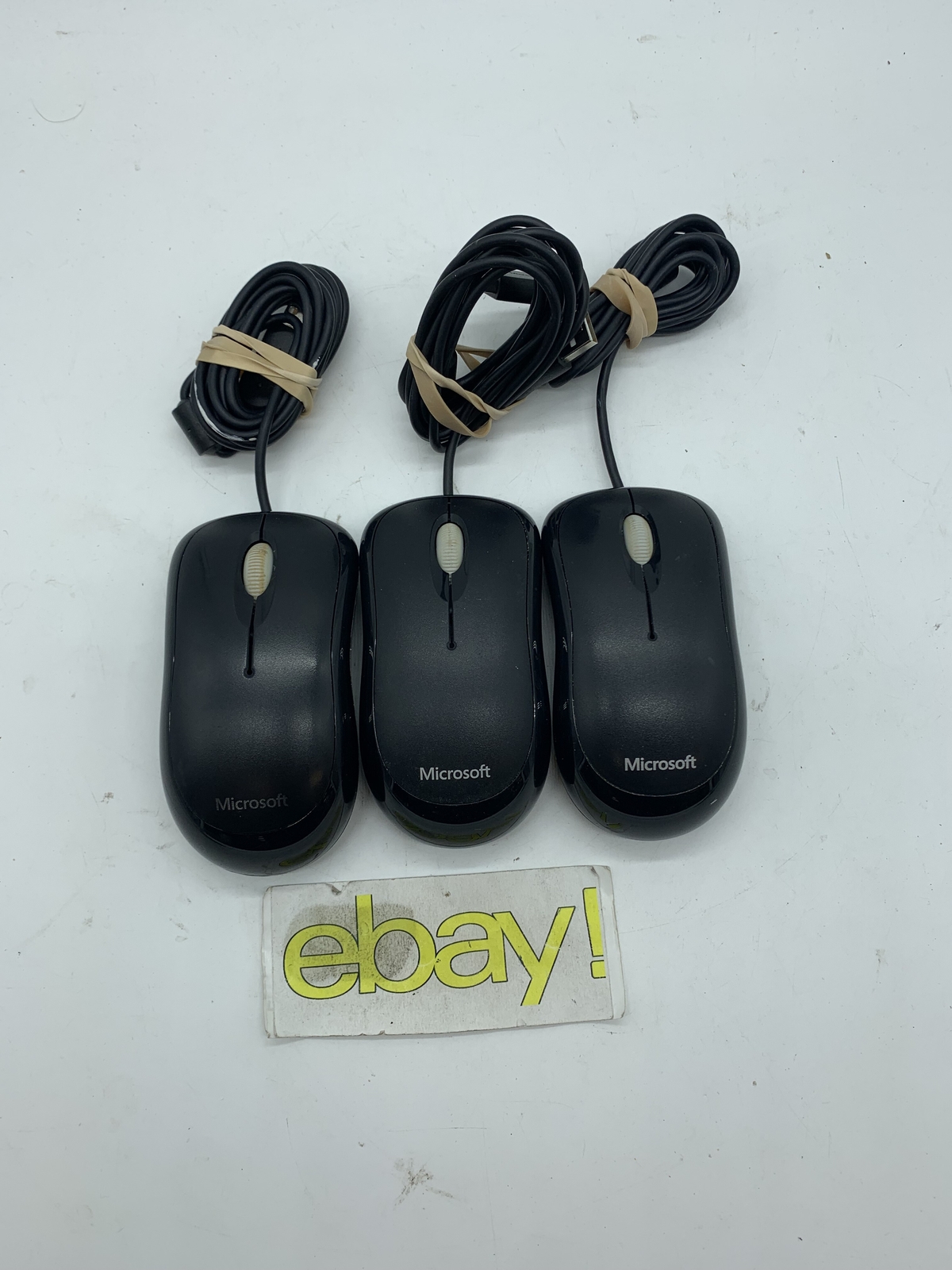 LOT OF 3 Microsoft Basic Optical Black Mouse V2.0 USB Model 1113 Free SHIPPING
