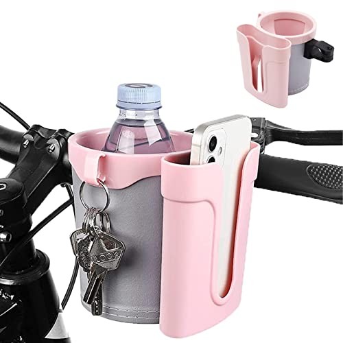 Bike Cup Holder & Phone Mount – 3-in-1 Waterproof Handlebar Drink Pink and grey