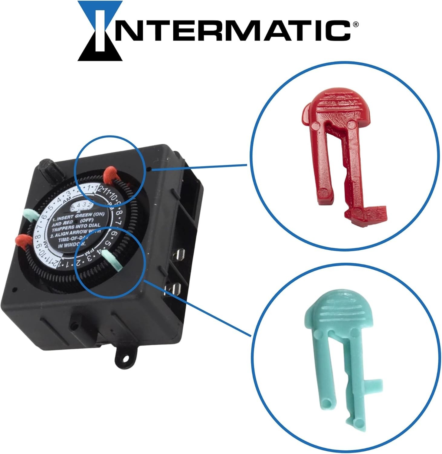 Intermatic-Compatible Timer Switch Trippers - 2 Red & 2 Green for Easy Setup