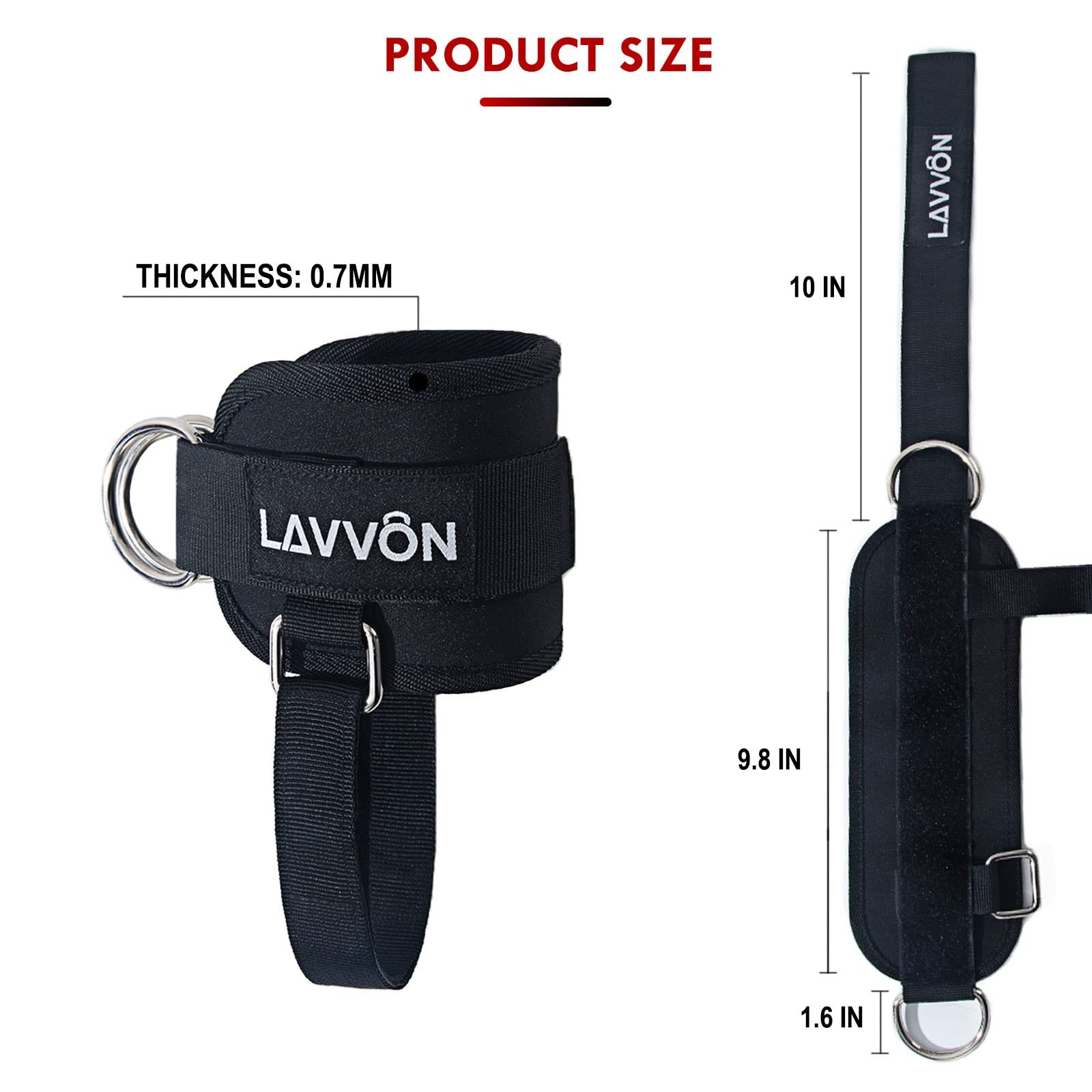 Ankle Straps for Cable Machines Kickbacks - Glute Workout Cuffs Padded