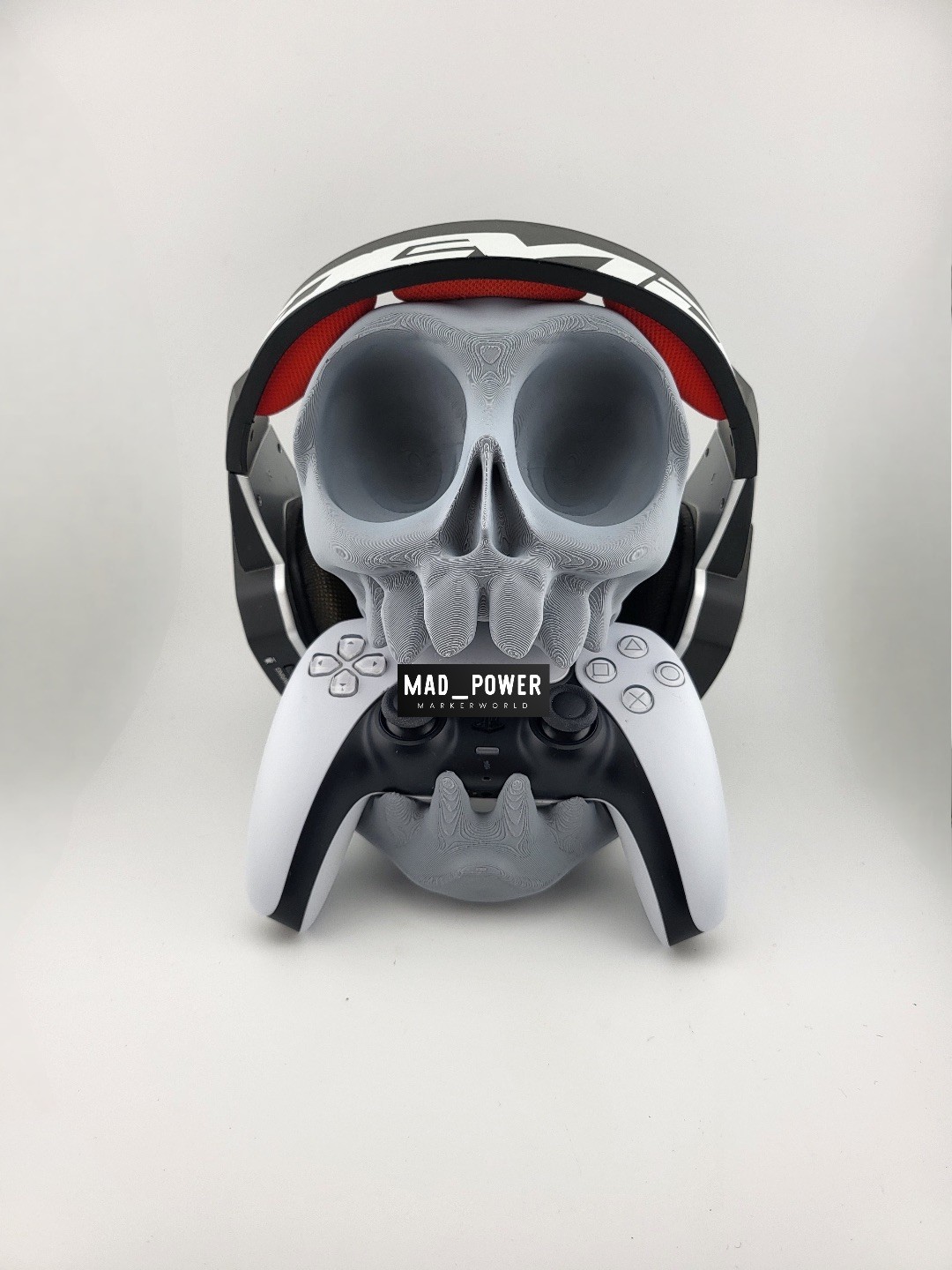 PS5 Controller Stand and headset Holder Unique 3D Printed Skull- Gaming Display