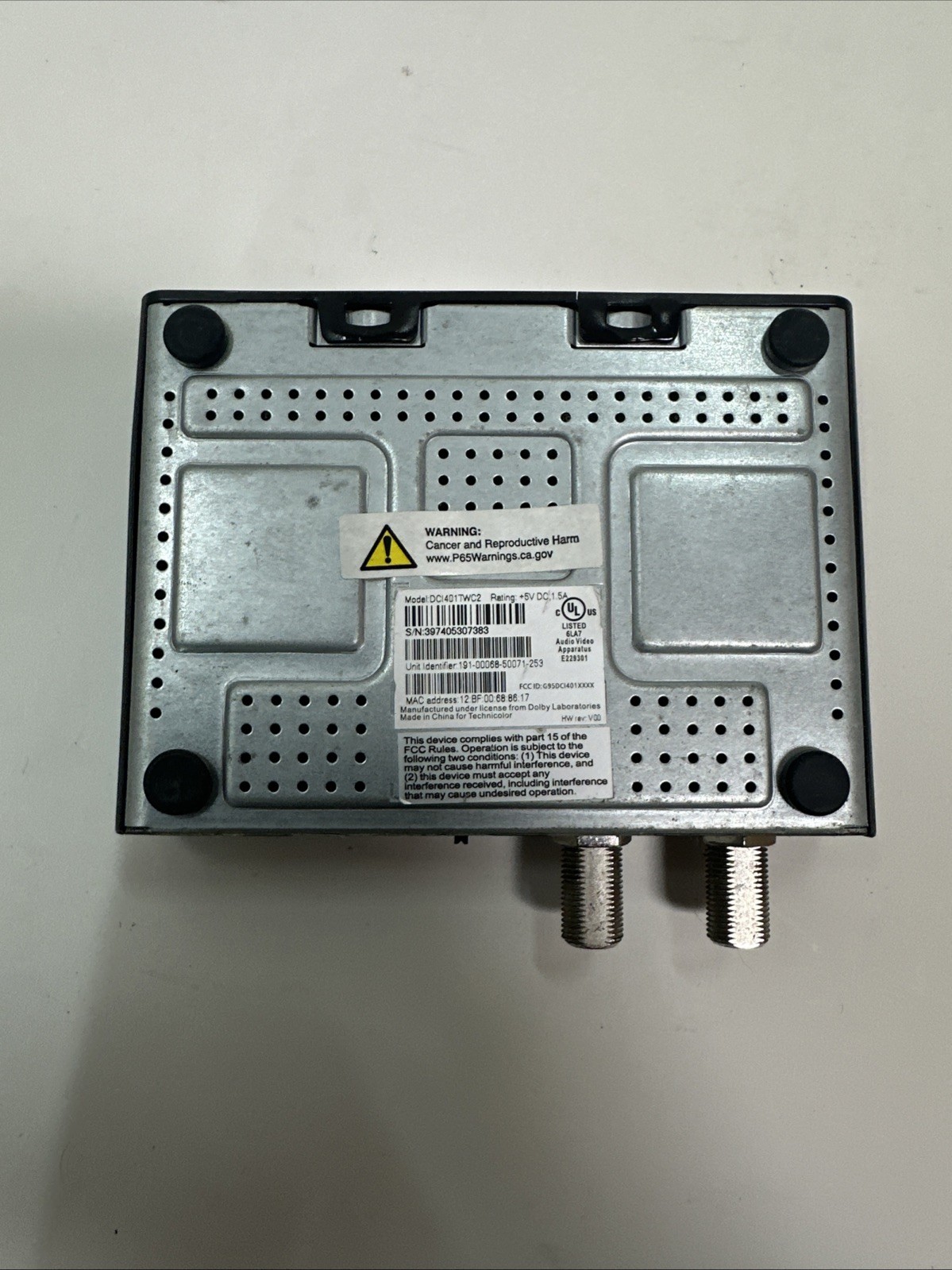 Technicolor DCI401TWC2 Digital Cable TV Box