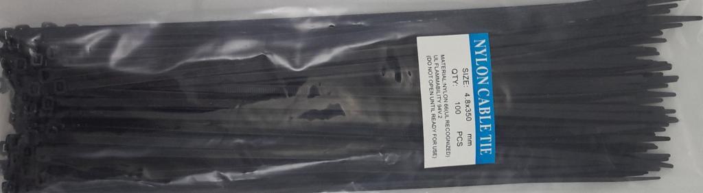 14” Black Nylon Cable Tie Zip Heavy Duty Plastic Wire - Pack of 100pcs