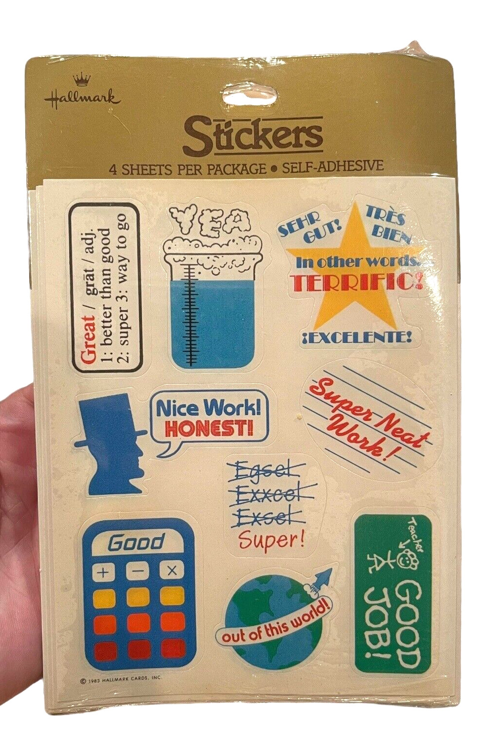 Hallmark Teacher Good Work Stickers 1983 NOS 4 Sheets Sealed