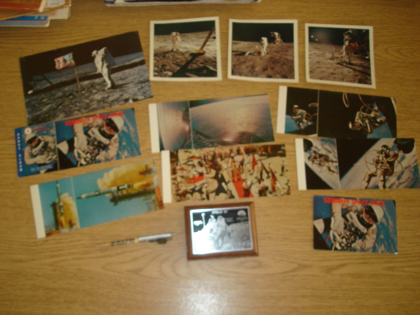 Lot of vintage NASA items photos/postcards/mailer/Apollo 15 plaque/Apollo 11 pen