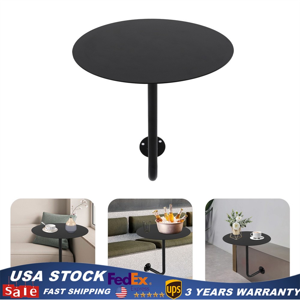 Wall Mounted Bar Table Modern Round Coffee Table Drinks/Snacks Storage Balcony