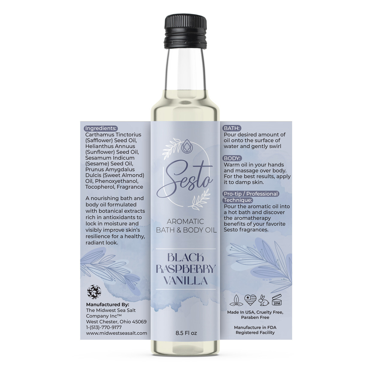 Sesto Aromatic Bath & Massage Oil - Black Raspberry Vanilla - 8.5oz