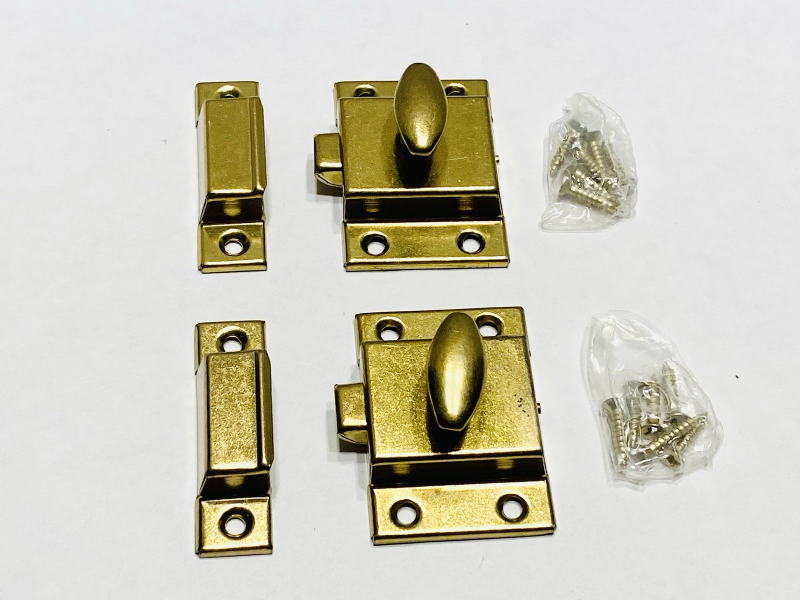(lot Of 2) HAGER Twist Cabinet Door Latch Brass Plated With Screws