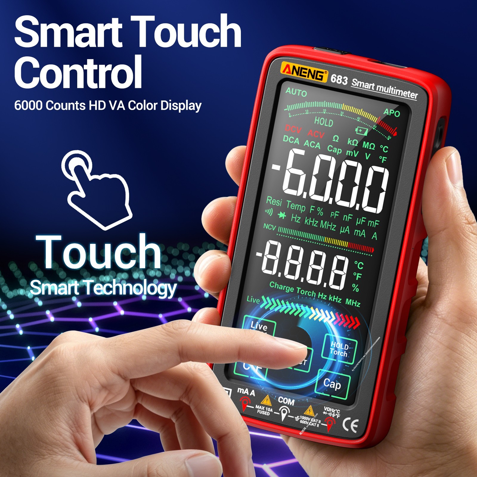 ANENG 683 Touch Screen Digital Multimeter True RMS 6000 Counts Rechargeable tool
