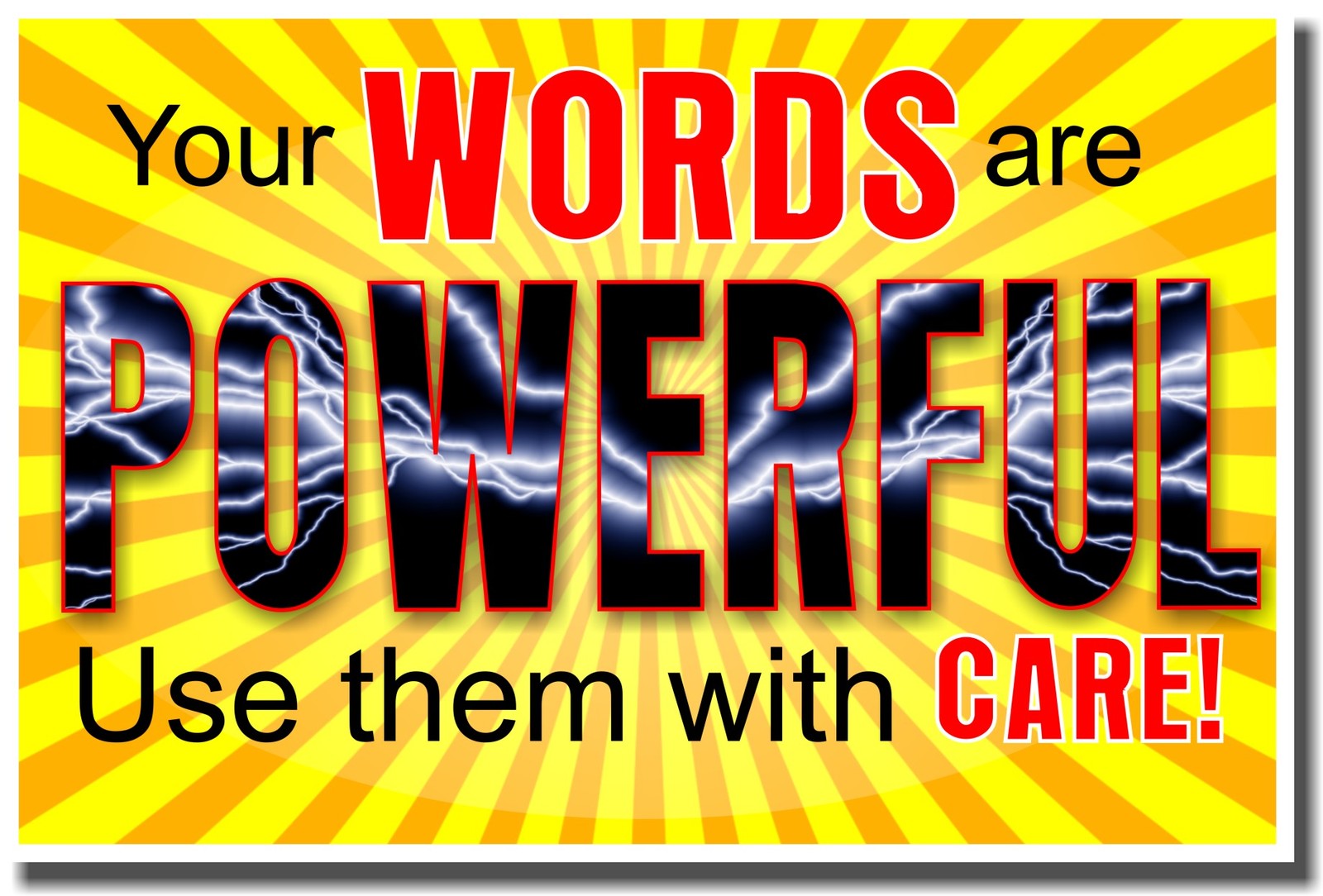 NEW Classroom Motivational POSTER - Your Words Are Powerful - Use Them With Care