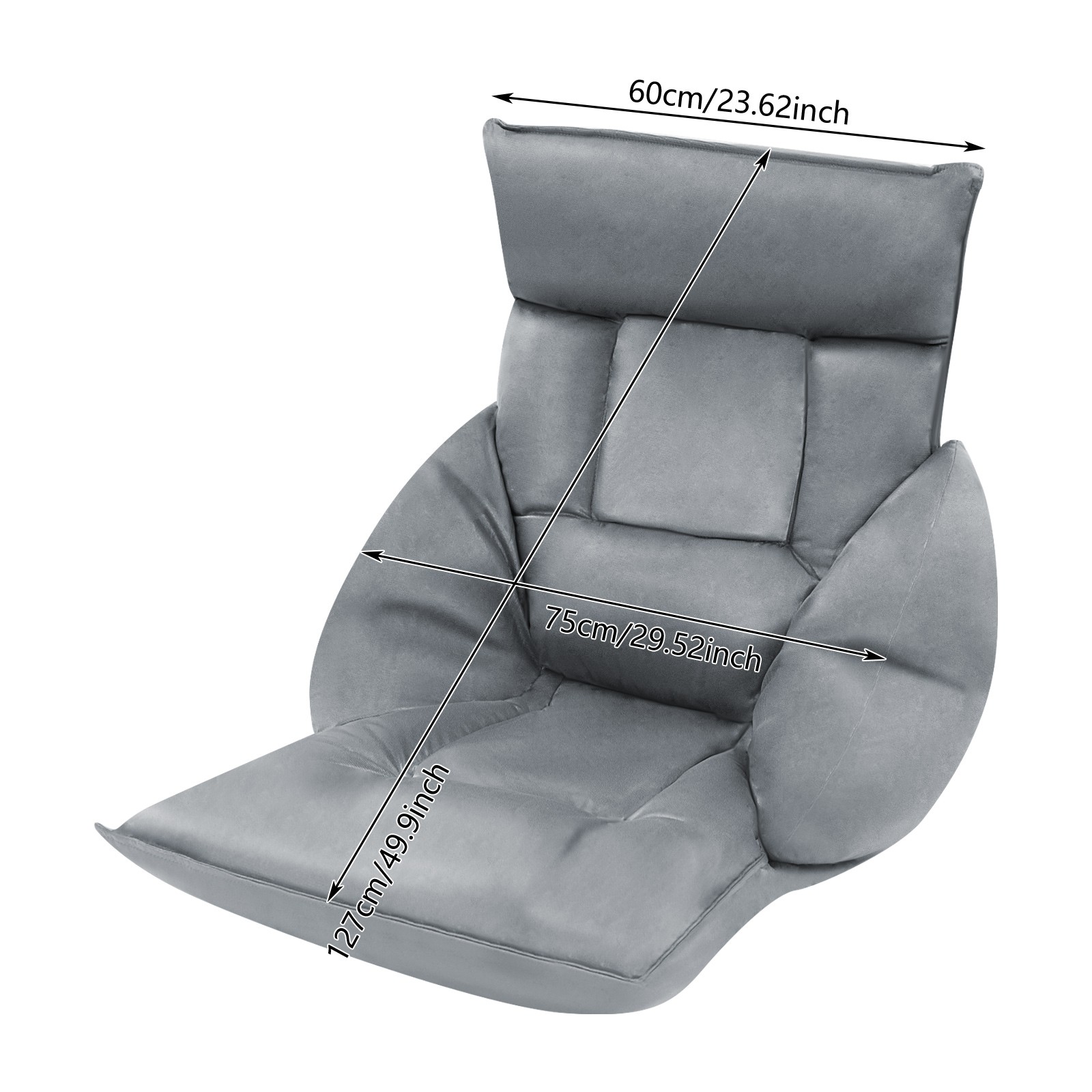 Grey 90°-180° Adjustable Lazy Sofa Floor Standing Sofa Chair Lazy Leisure Sofa