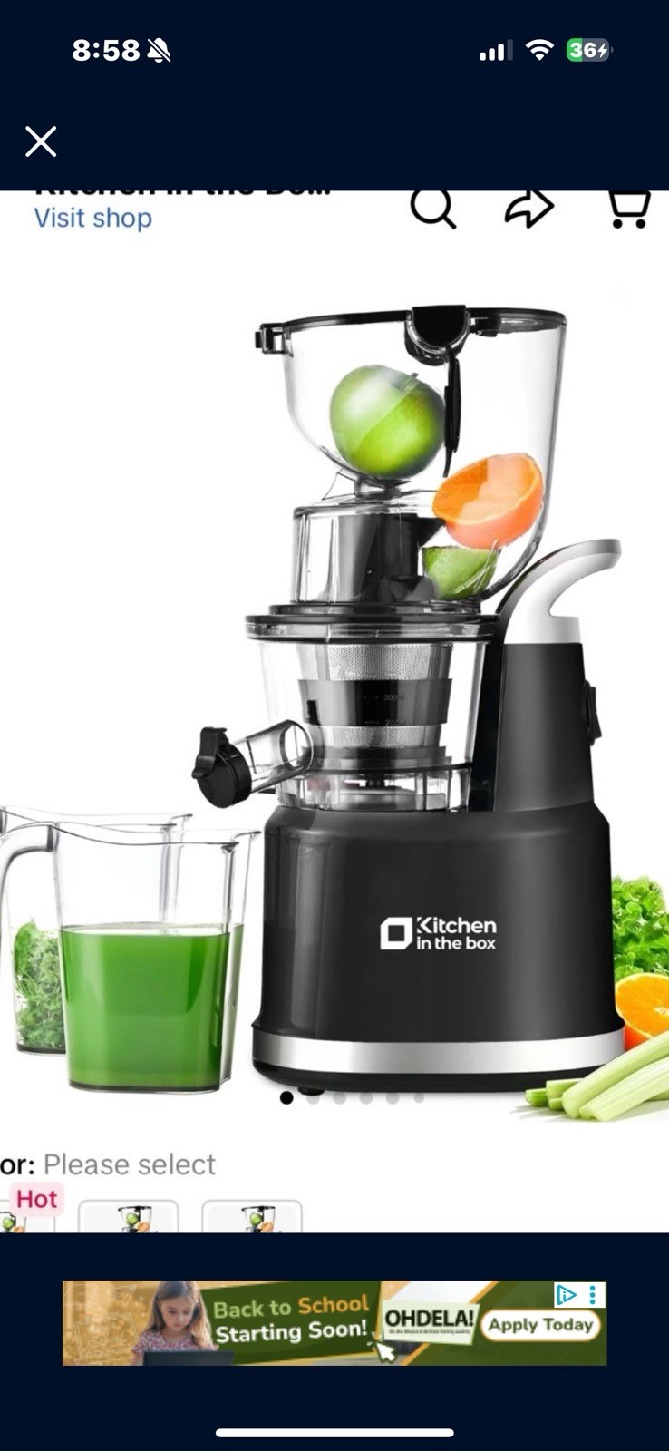 Kitchen in the box Cold Press Juice Machine 3.3" Feeding Chute Slow Masticating