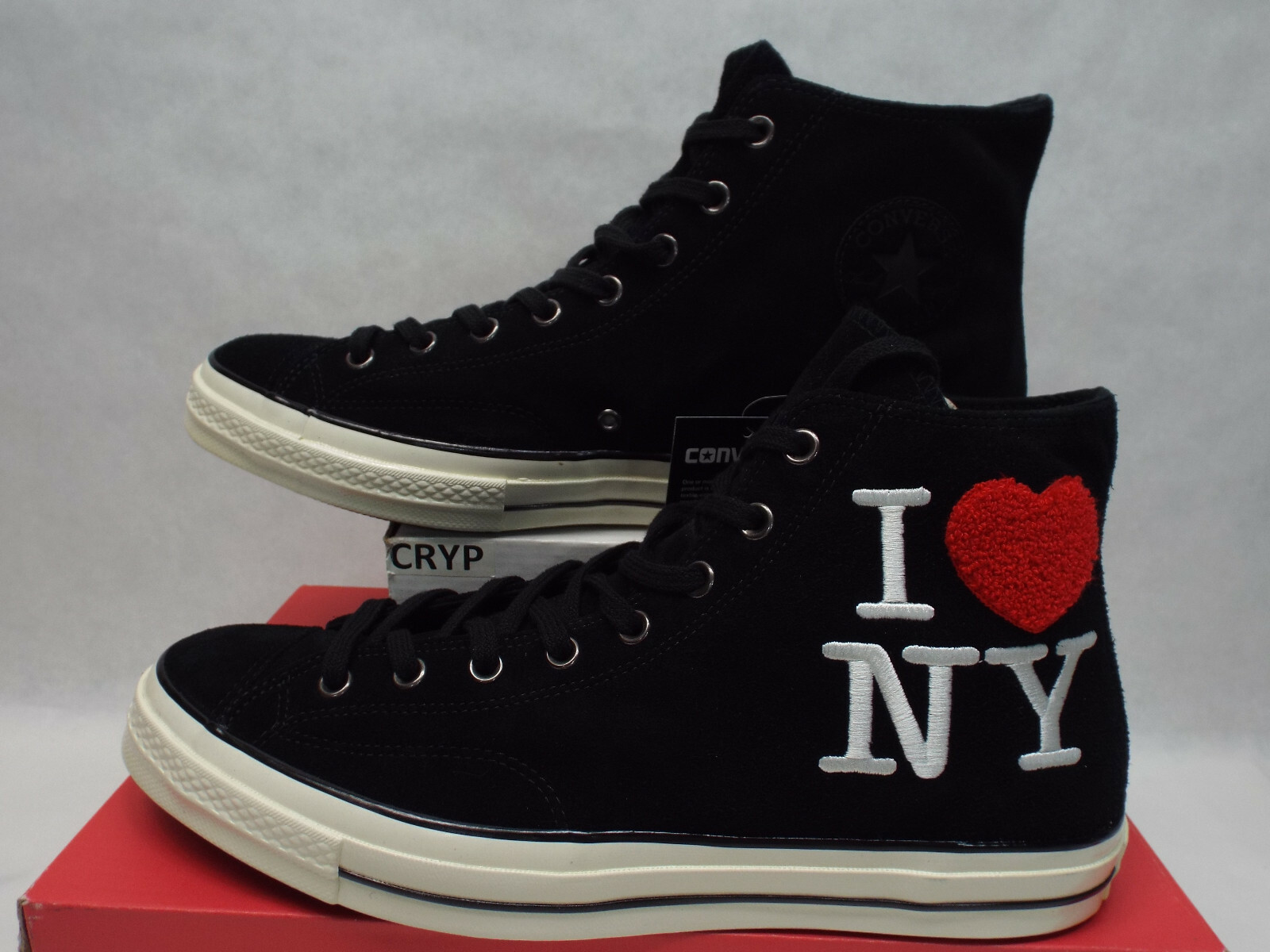 New Mens 12 Converse CTAS 70 Hi I Love NY Black Egret Shoes MSRP $100 161185c