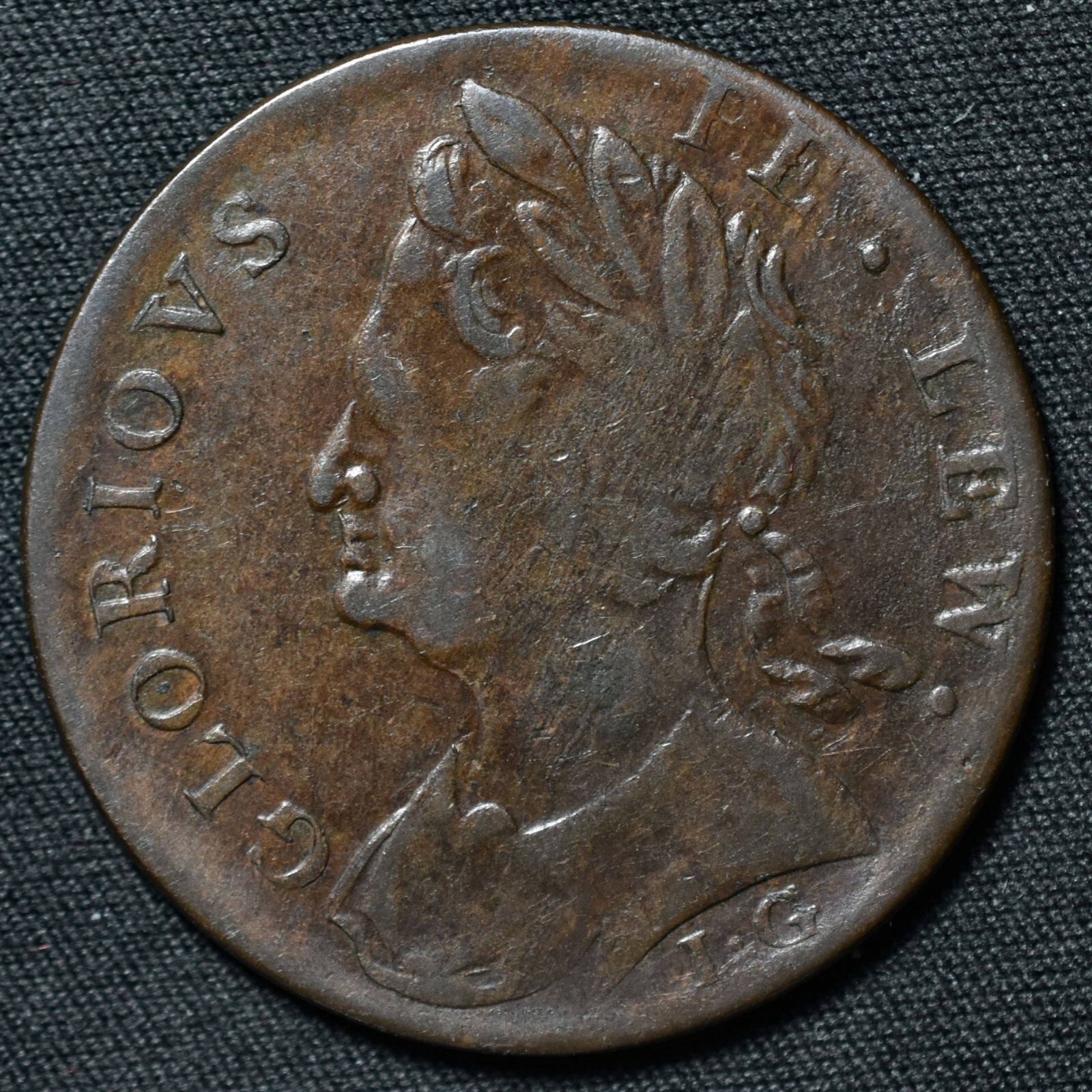 18th Century Evasion Halfpenny, Glorious Pe Lew, A.292, G.0860/B.0640