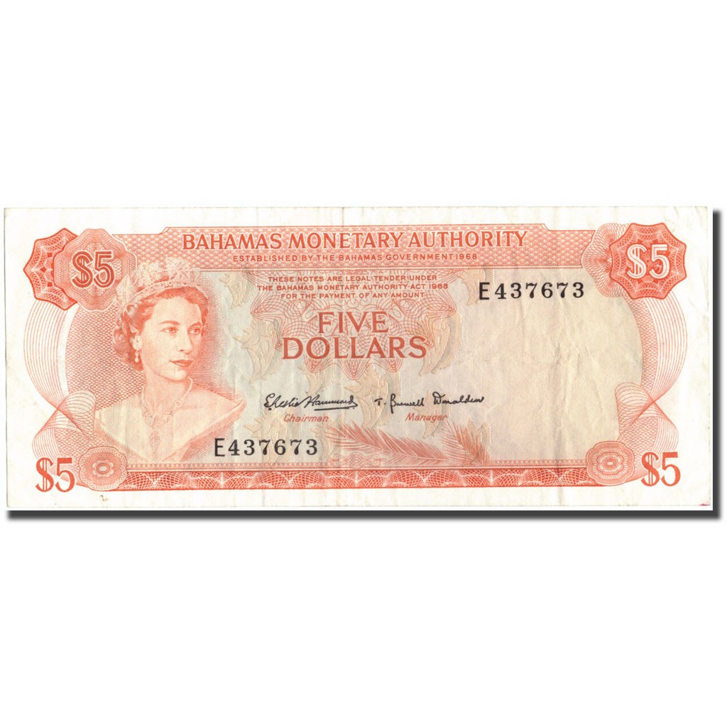 [#213980] Banknote, Bahamas, 5 Dollars, 1968, KM:29a, EF