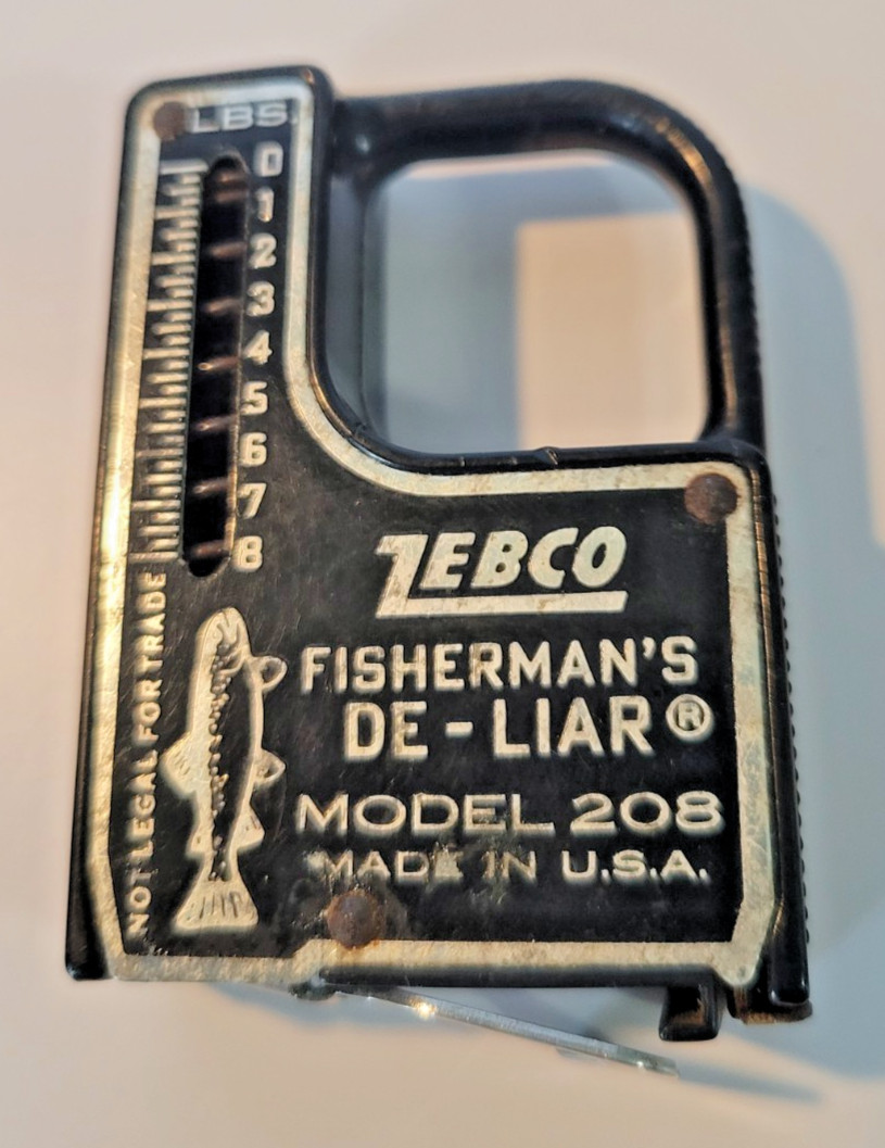 Vintage Zebco Fisherman's De-Liar Model 208 Tape Measure Weight Scale USA