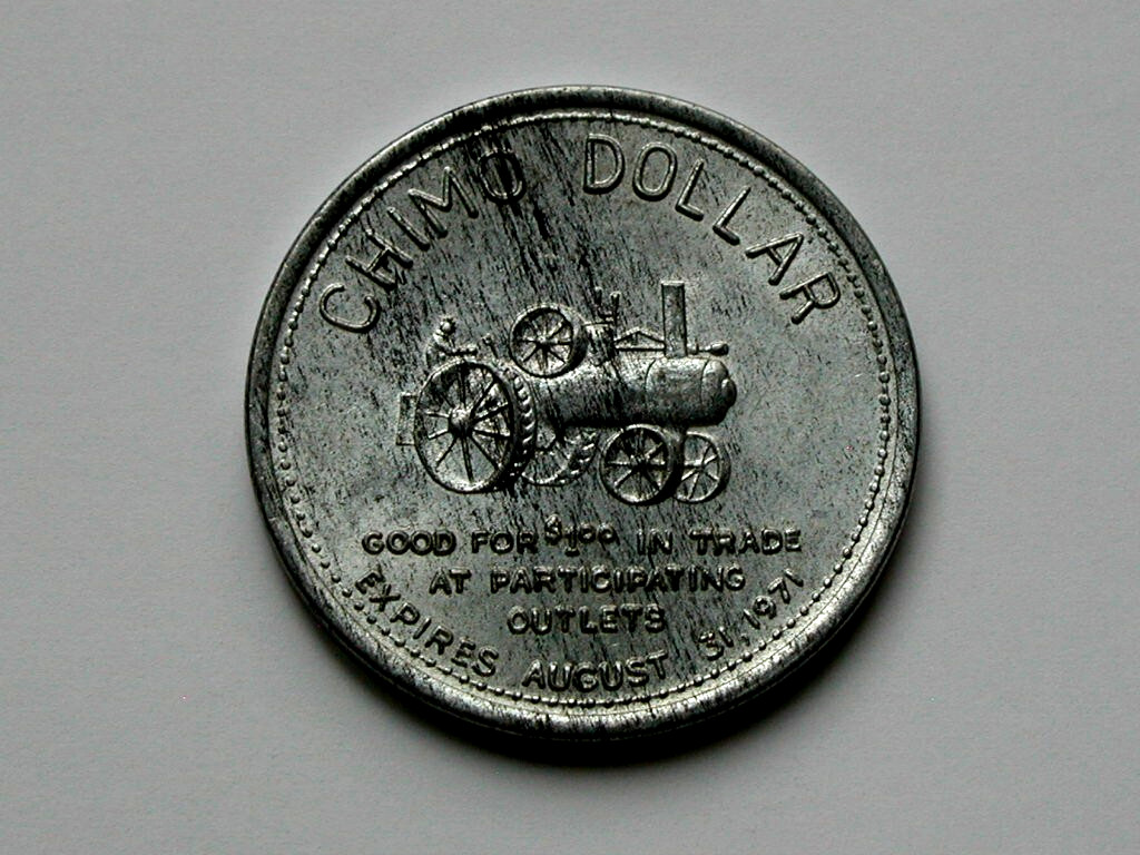 Saskatoon SK CANADA 1971 Zinc Trade DOLLAR Token with Historic Antique Tractor