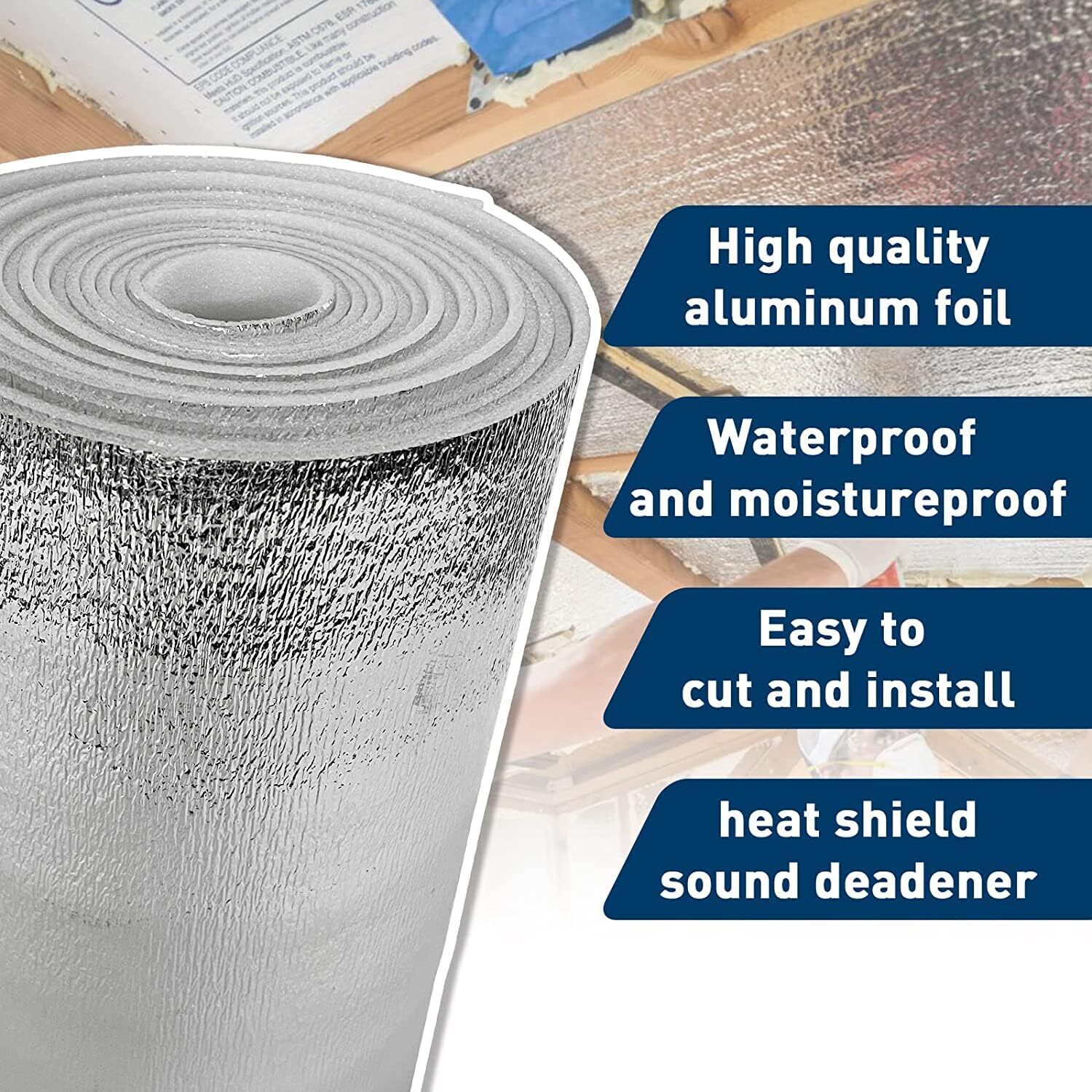 80"x40" 5MM Premium Reflective White EPE Foam Core Pipe Duct Wrap Insulation Mat